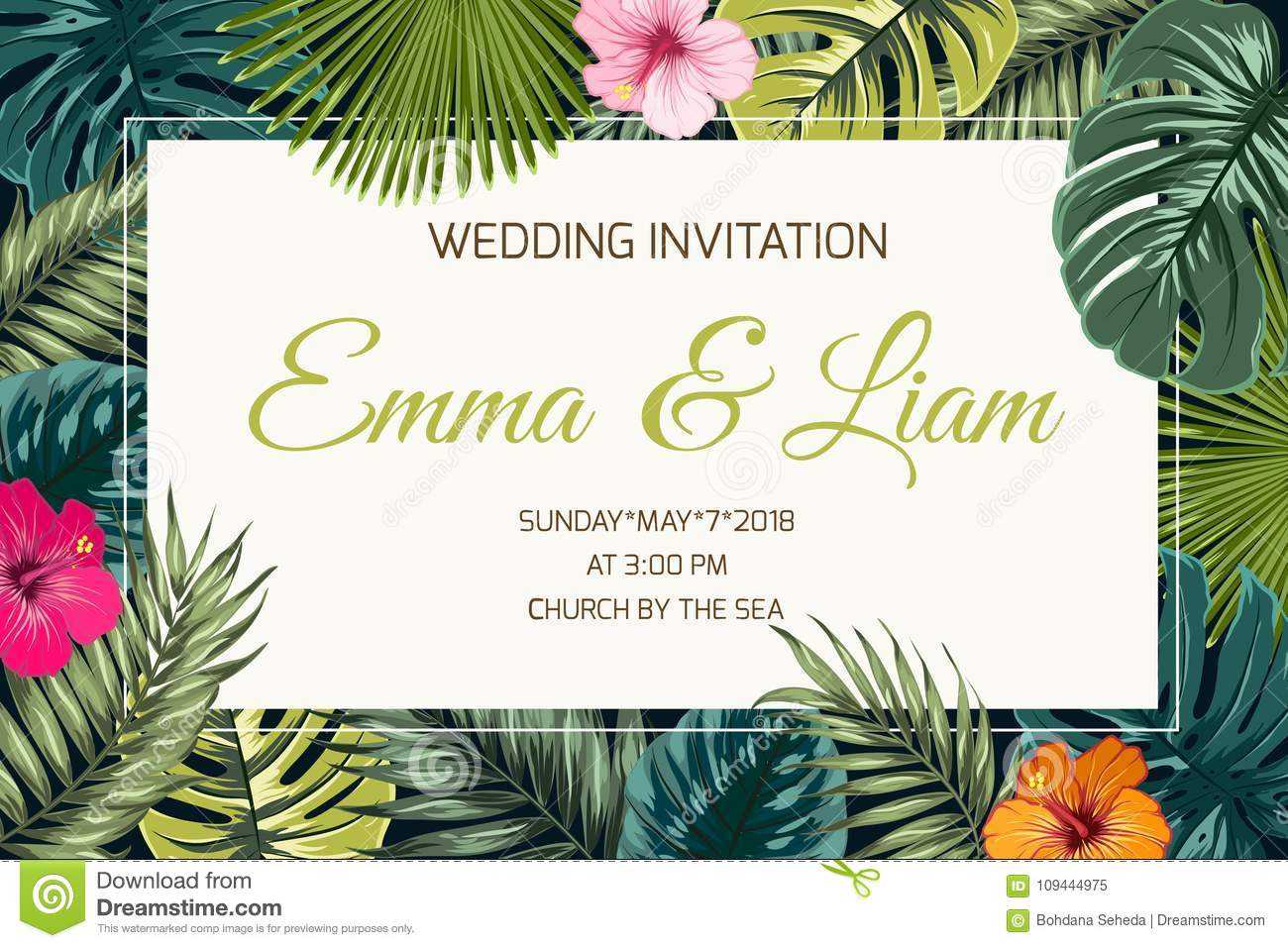 Exotic Tropical Jungle Wedding Event Invitation Stock Vector Inside Event Invitation Card Template