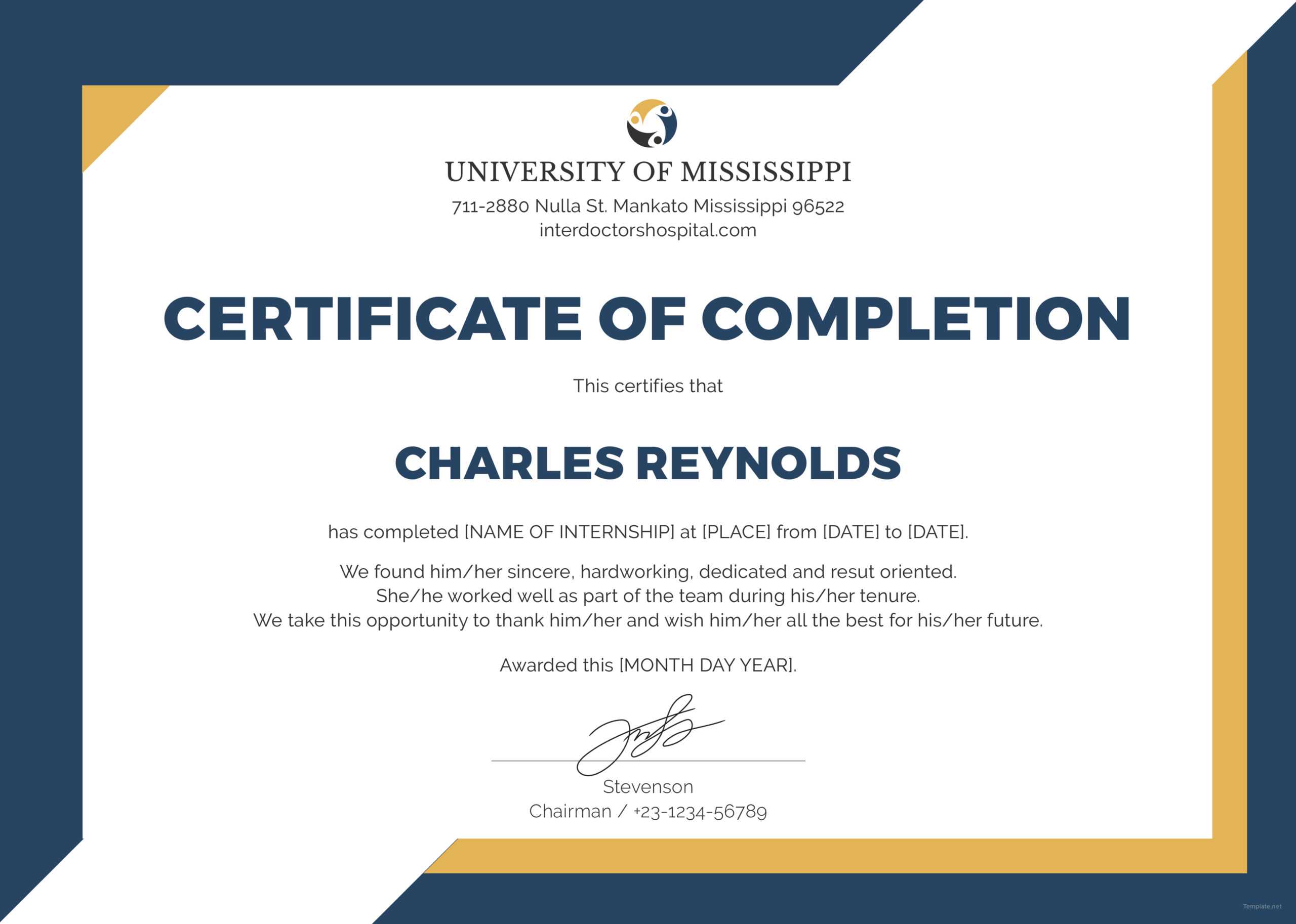 🥰free Certificate Of Completion Template Sample With Example🥰 Inside Class Completion Certificate Template