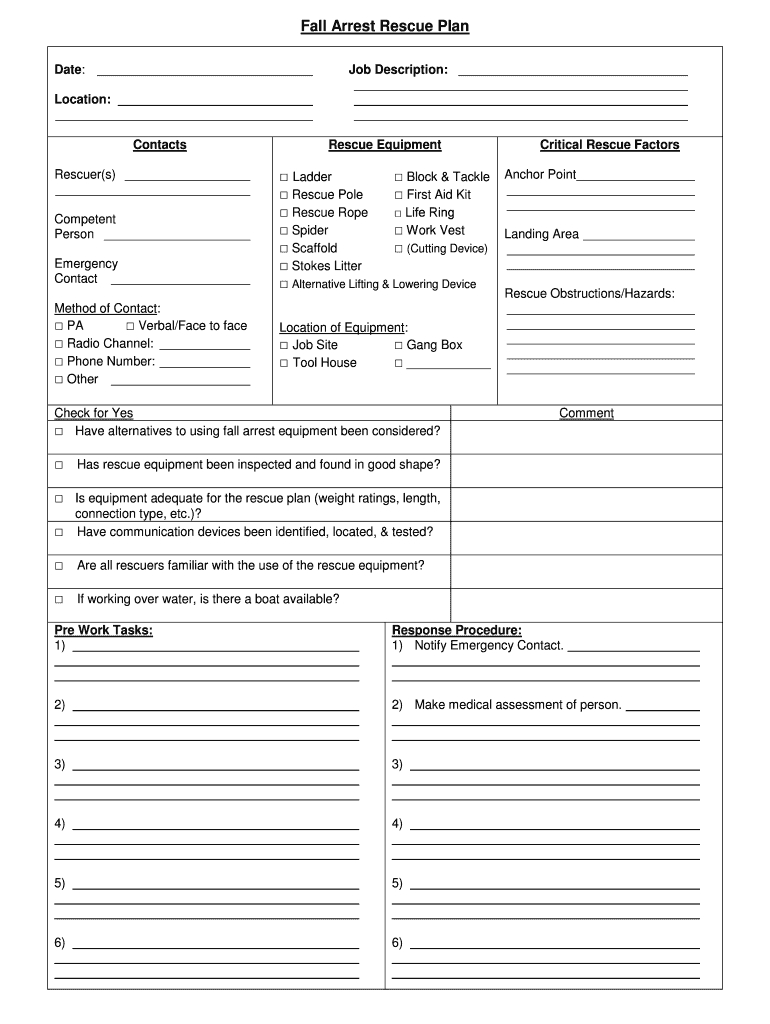 Fall Rescue Plan – Fill Online, Printable, Fillable, Blank Regarding Fall Protection Plan Template