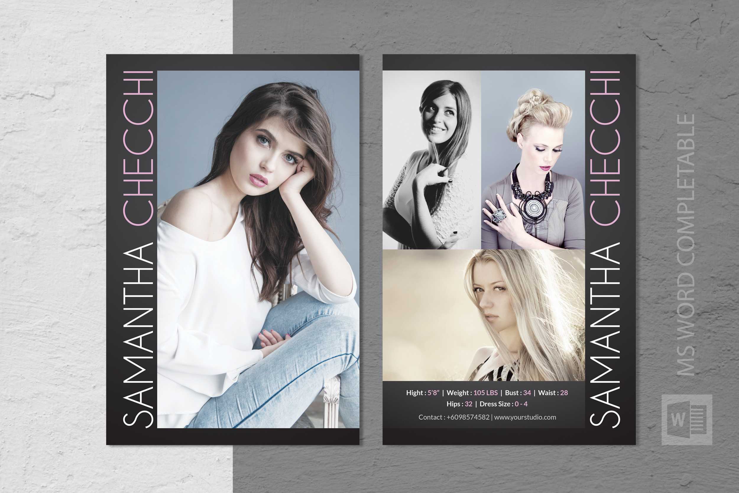Fashion Modeling Comp Card Template For Comp Card Template Psd