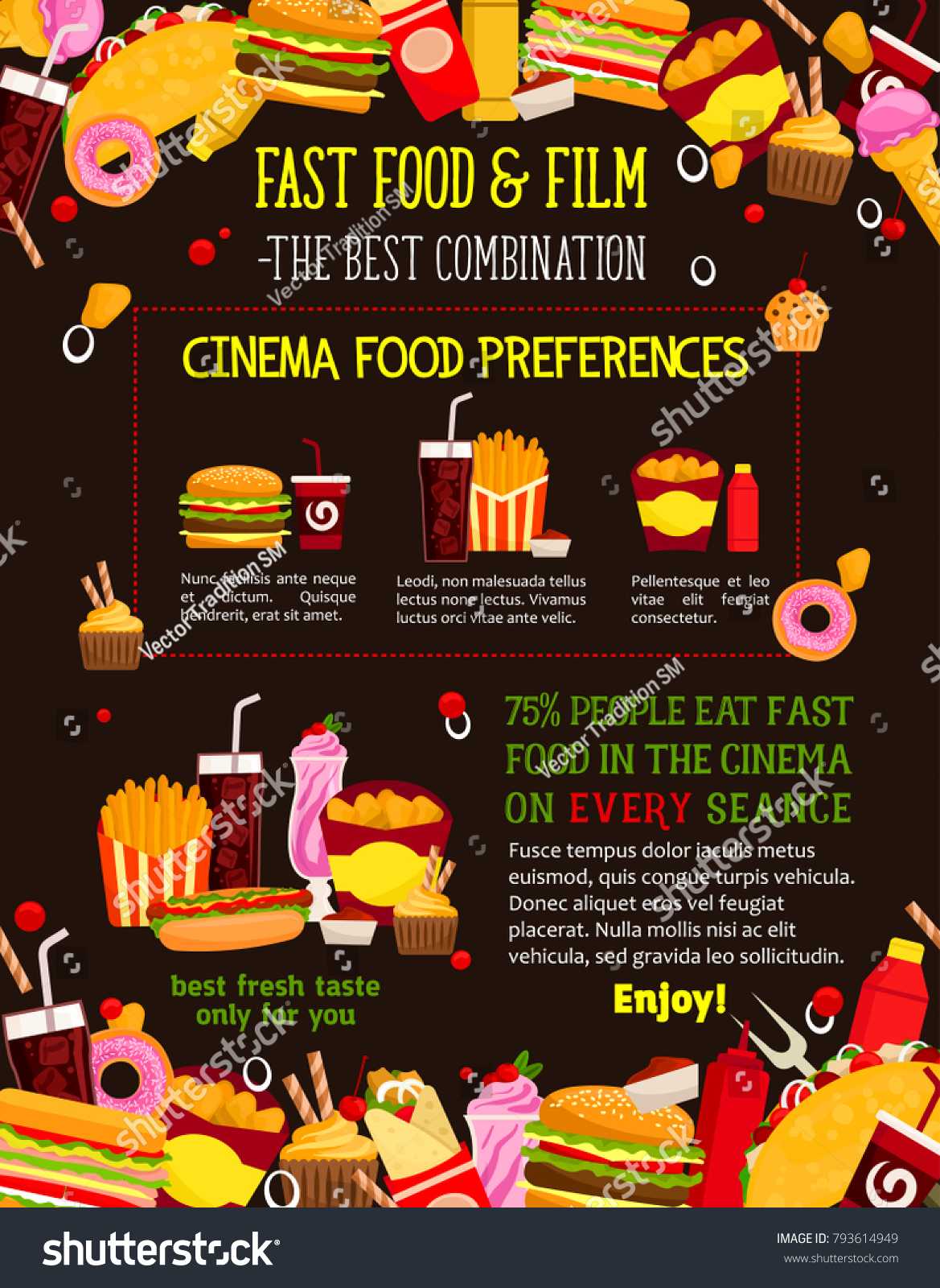 Fast Food Menu Design Template Cinema Stock Vector (Royalty Inside Fast Food Menu Design Templates
