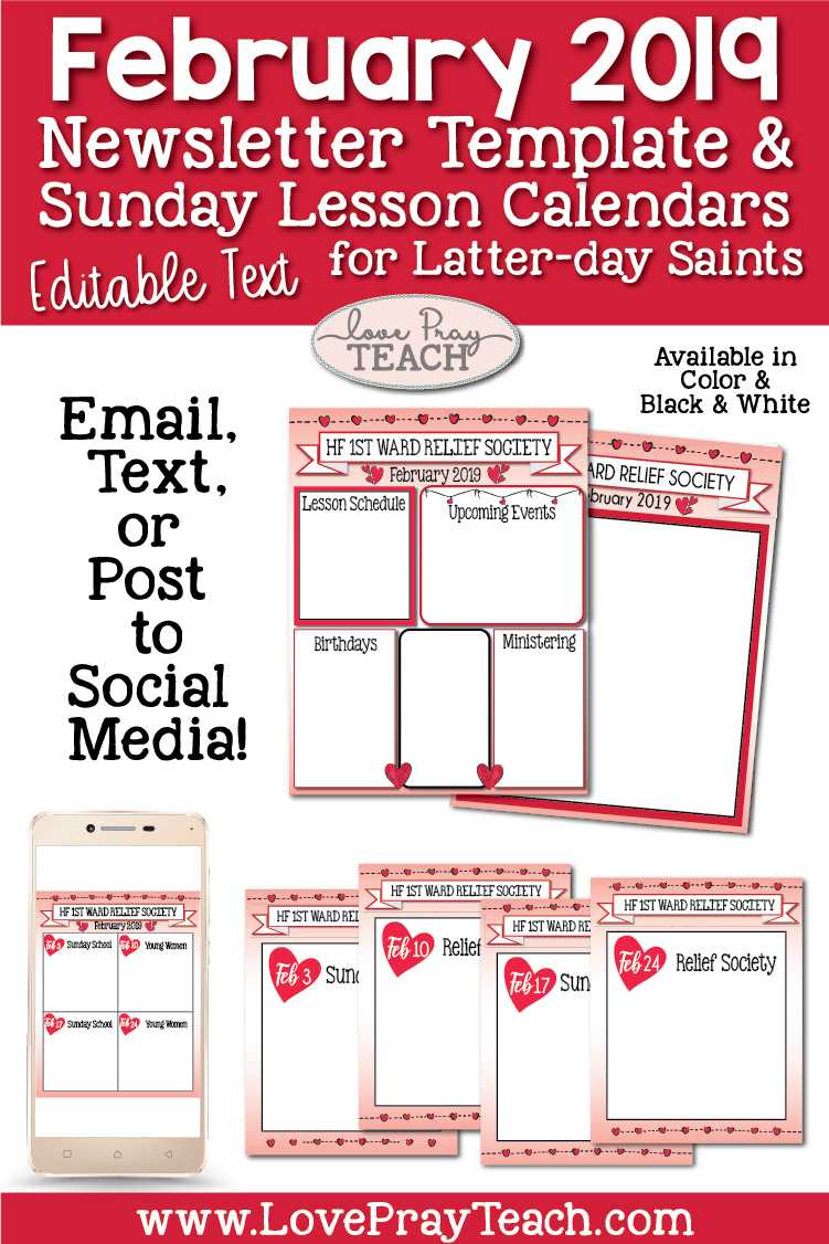 February 2019 Editable Newsletter Template And Sunday Lesson In February Newsletter Template