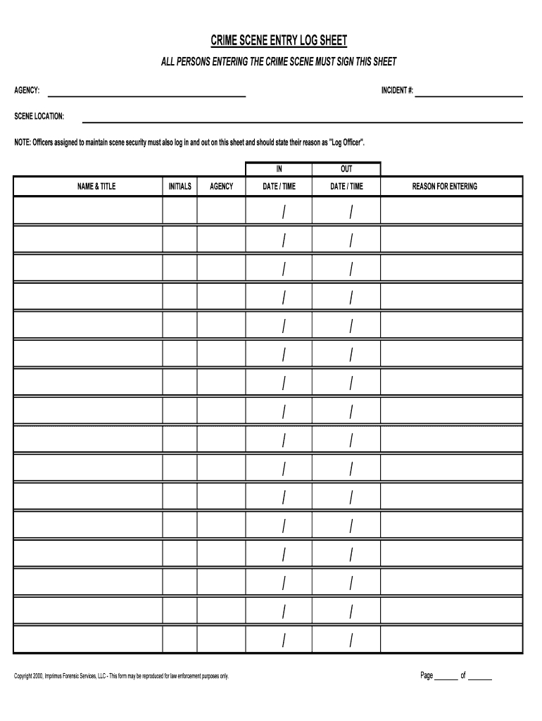 Fillable Crime Scene Log – Fill Online, Printable, Fillable With Crime Scene Report Template