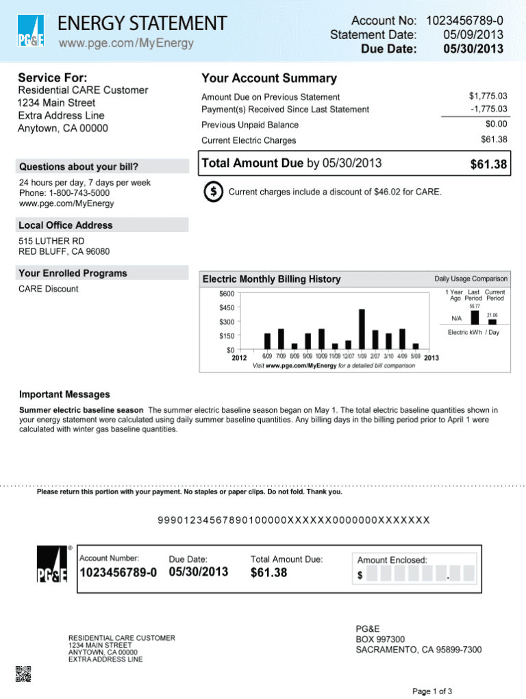 Printable Utility Bill Template