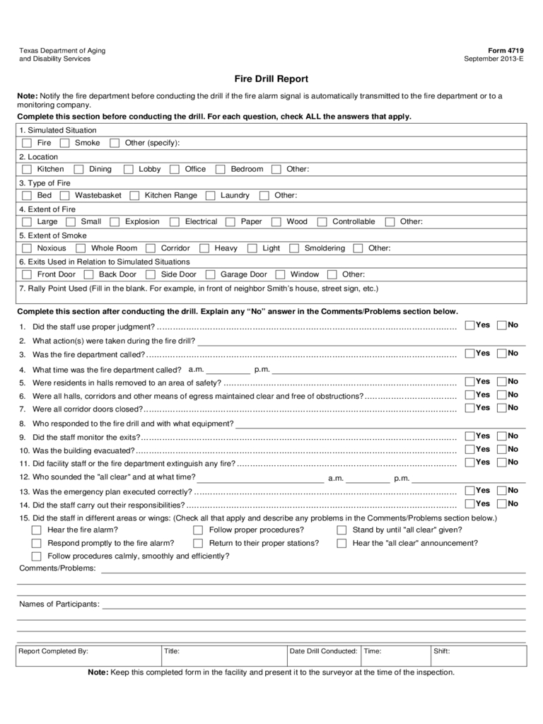 Fire Drill Report Form – 2 Free Templates In Pdf, Word In Emergency Drill Report Template