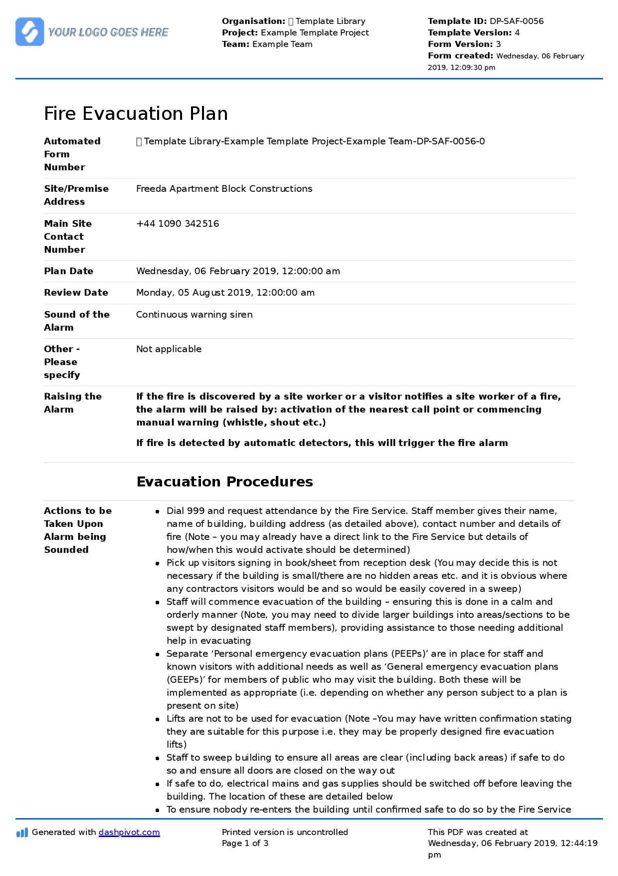 Fire Evacuation Plan Template – Free And Customisable Template Throughout Fire Evacuation Drill Report Template