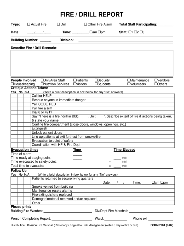 Fire Or Drill Report Form Free Download With Regard To Emergency Drill Report Template