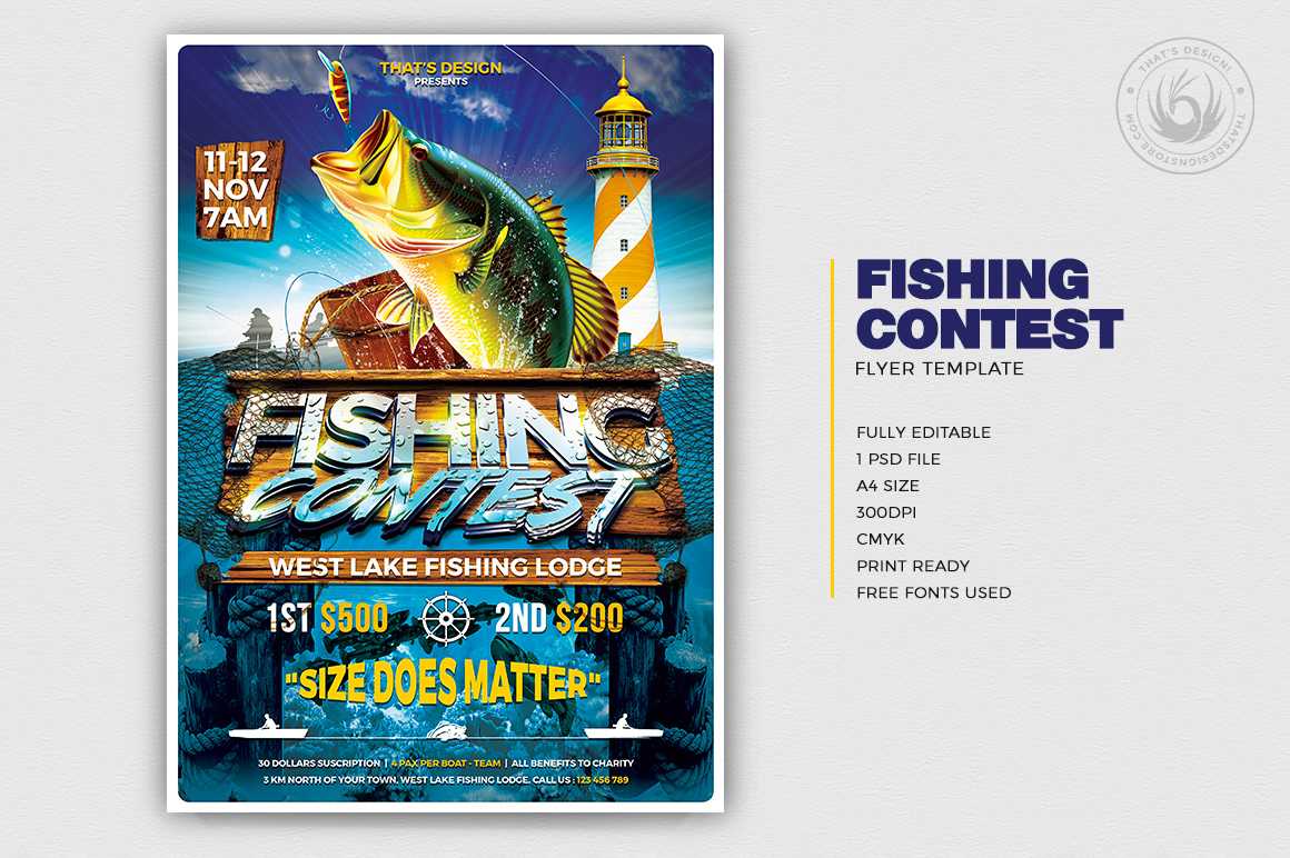 Fishing Contest Flyer Template On Behance Regarding Fishing Tournament Flyer Template
