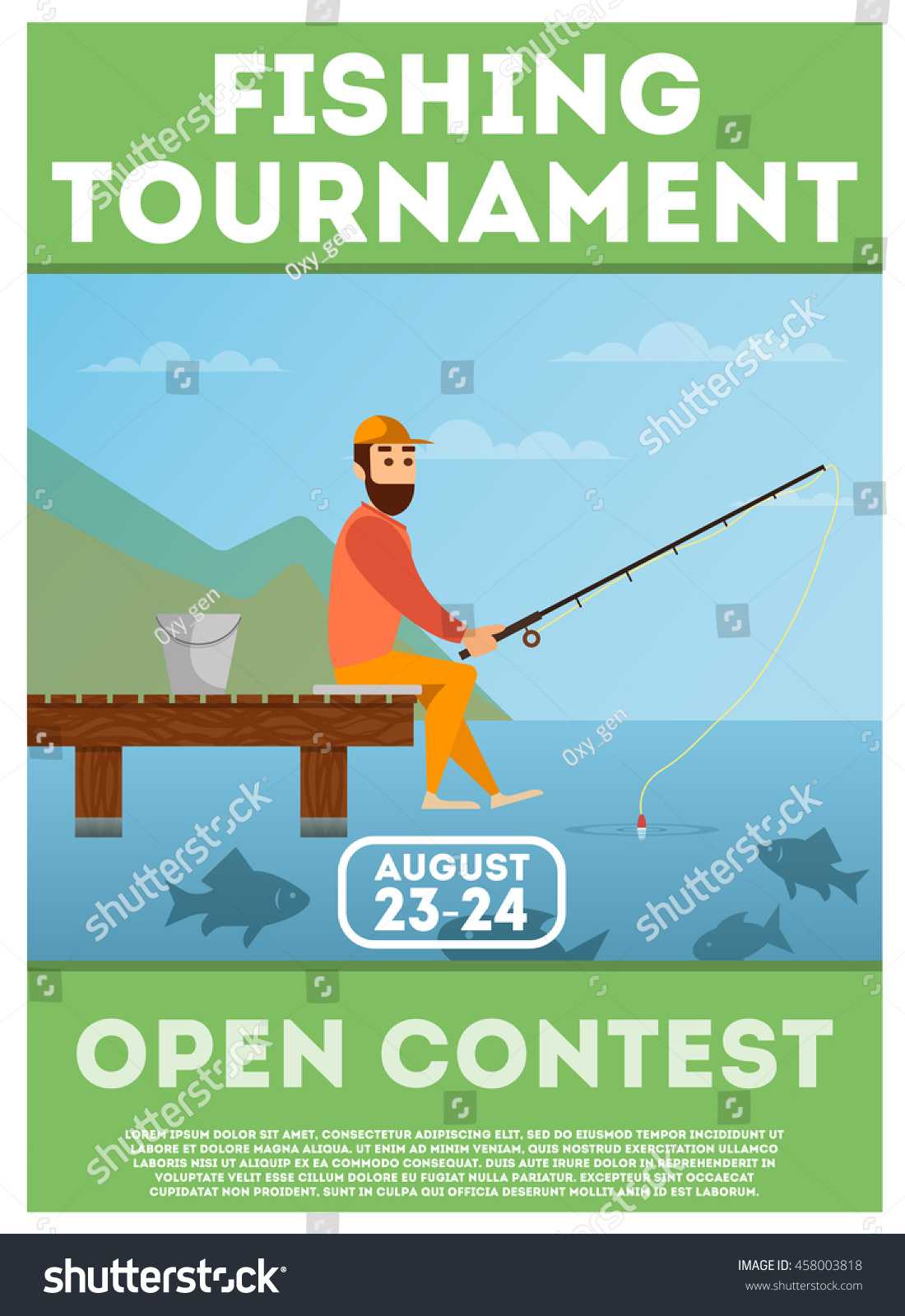 Fishing Tournament Poster Flyer Summer Outdoor Stock Vector Throughout Fishing Tournament Flyer Template