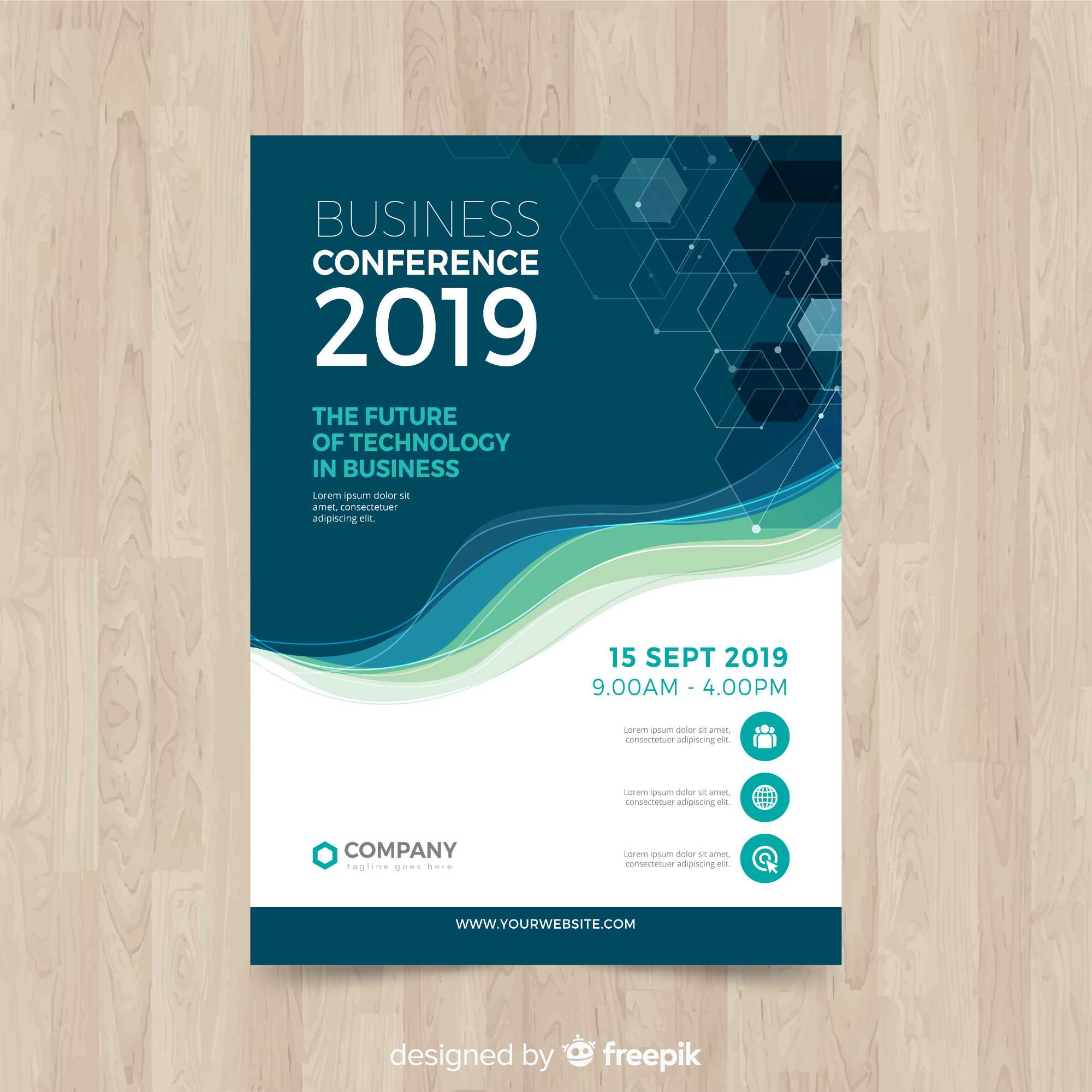 Flat Abstract Business Conference Flyer Template Vector Intended For Create A Free Flyer Template