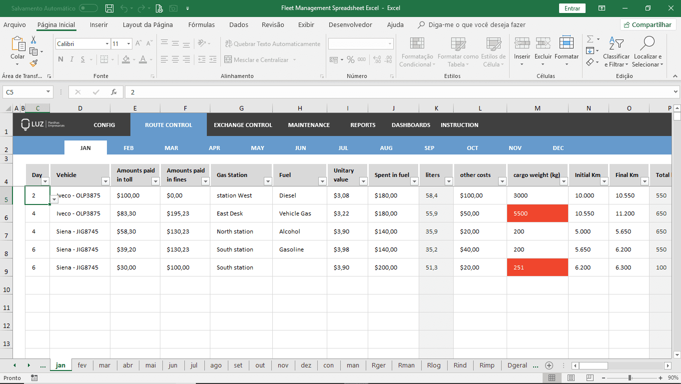 Fleet Management Spreadsheet Excel Inside Fleet Report Template