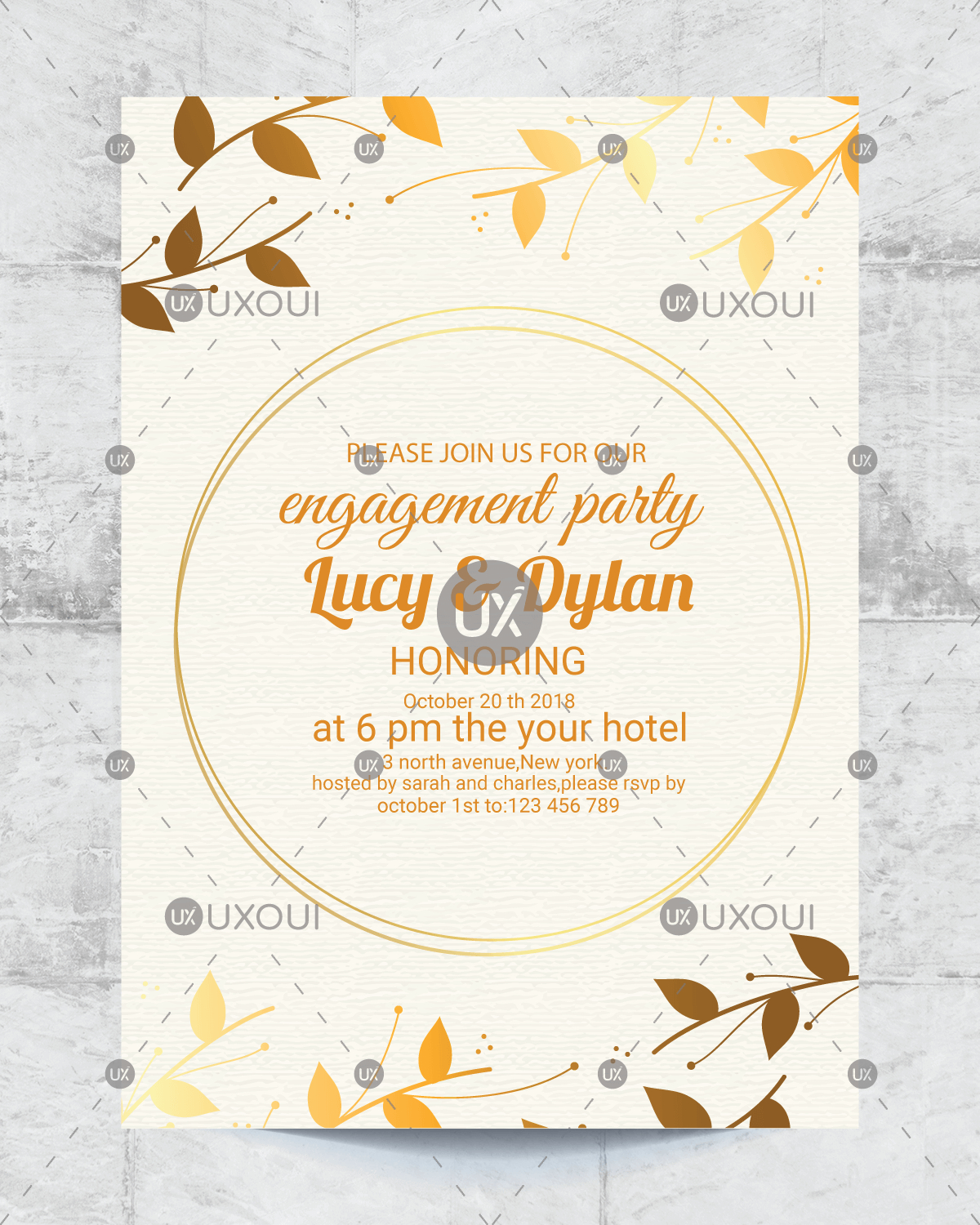 Floral Wedding Engagement Party Invitation Card Design Template Vector Inside Engagement Invitation Card Template