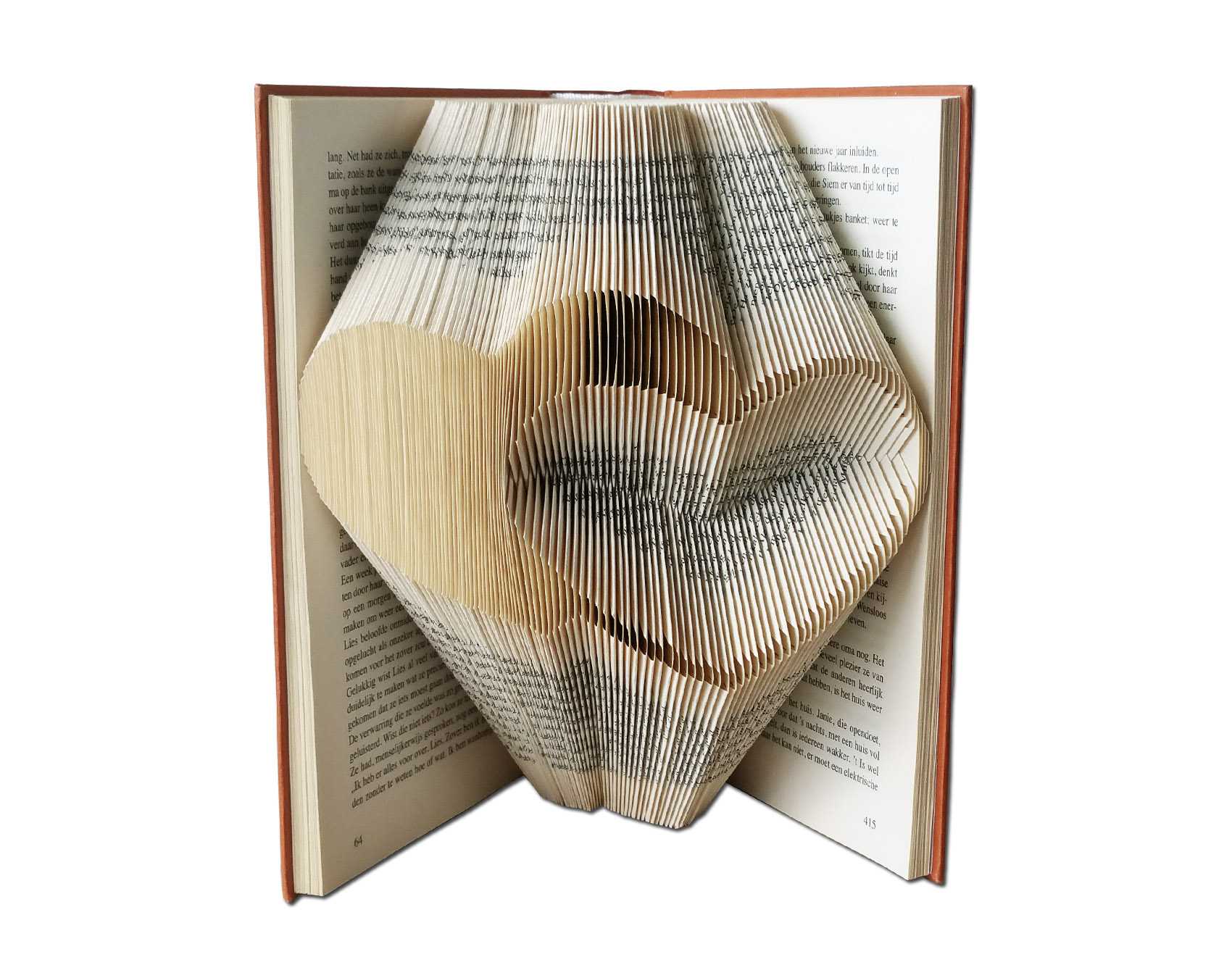 Folded Book Art Pattern – Two Hearts Inside Folded Book Art Templates