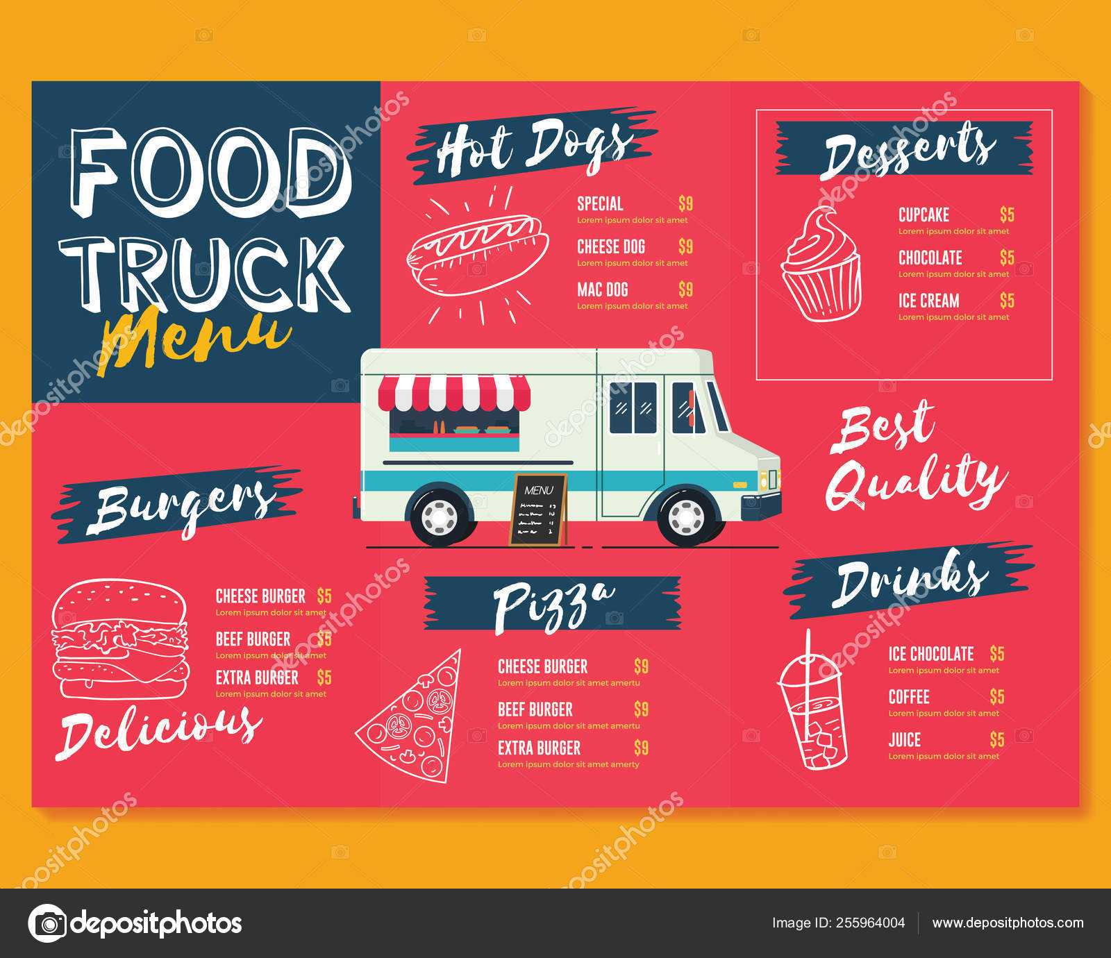 Food Truck Menu Template. Fast Food Brochure Menu — Stock With Regard To Food Truck Menu Template