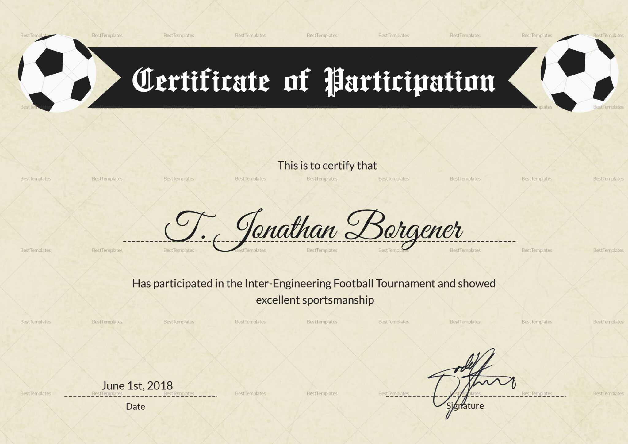 Free Football Award Printable Certificate Templates