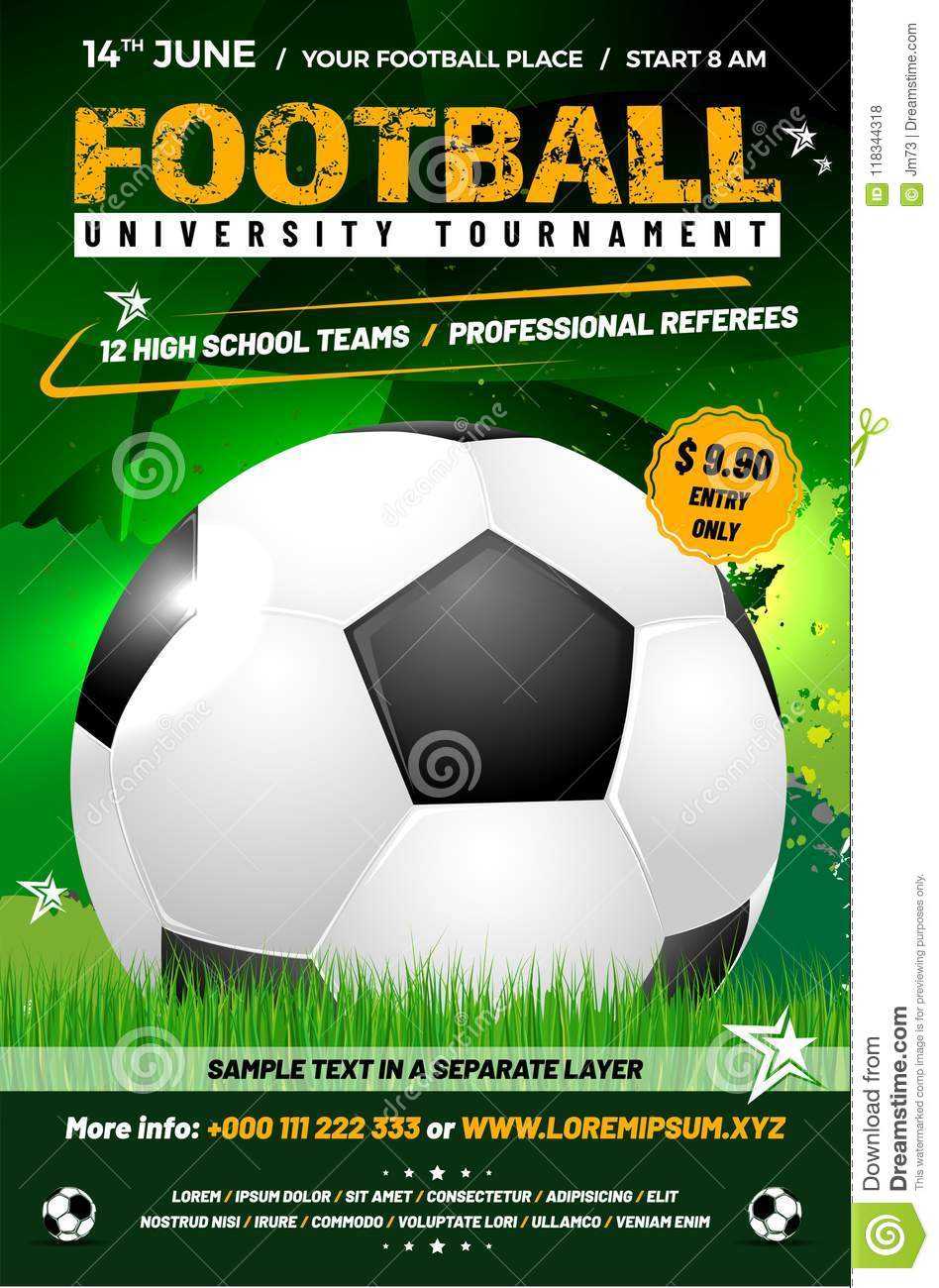 Football Tournament Poster Template With Sample Text Stock Regarding Football Tournament Flyer Template