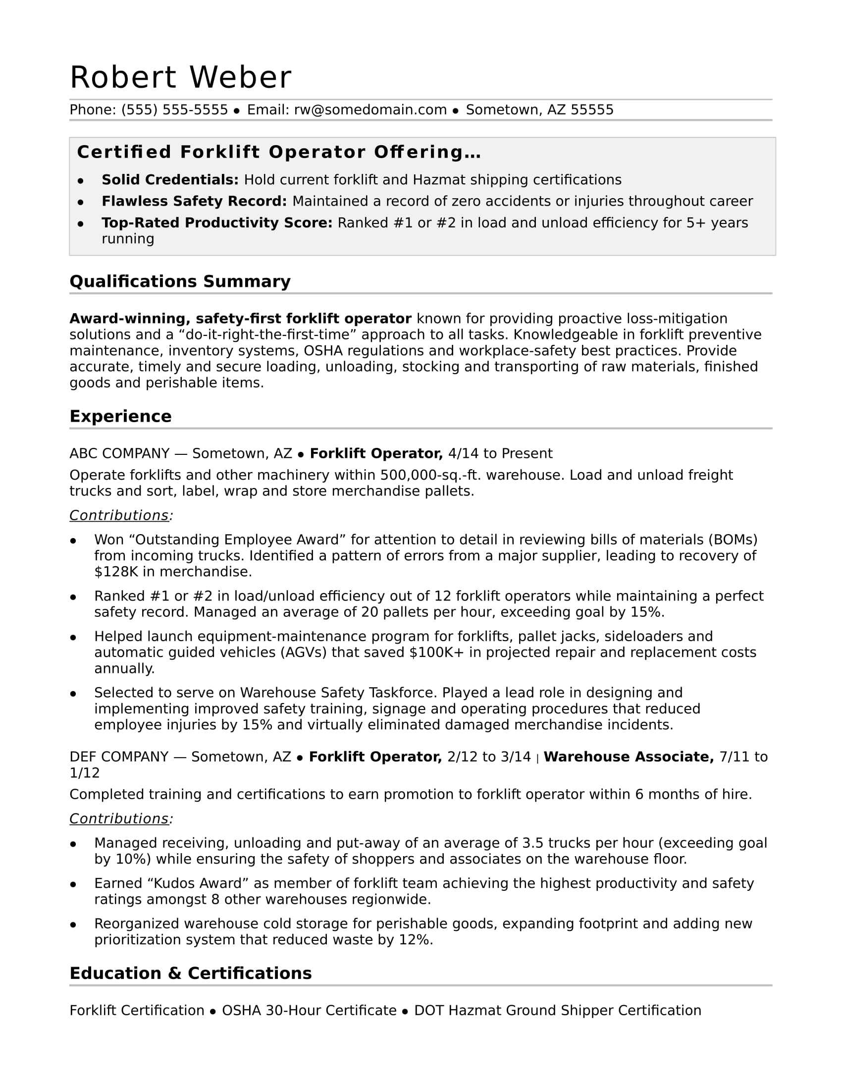 Forklift Resume Samples – Tunu.redmini.co Within Forklift Certification Card Template