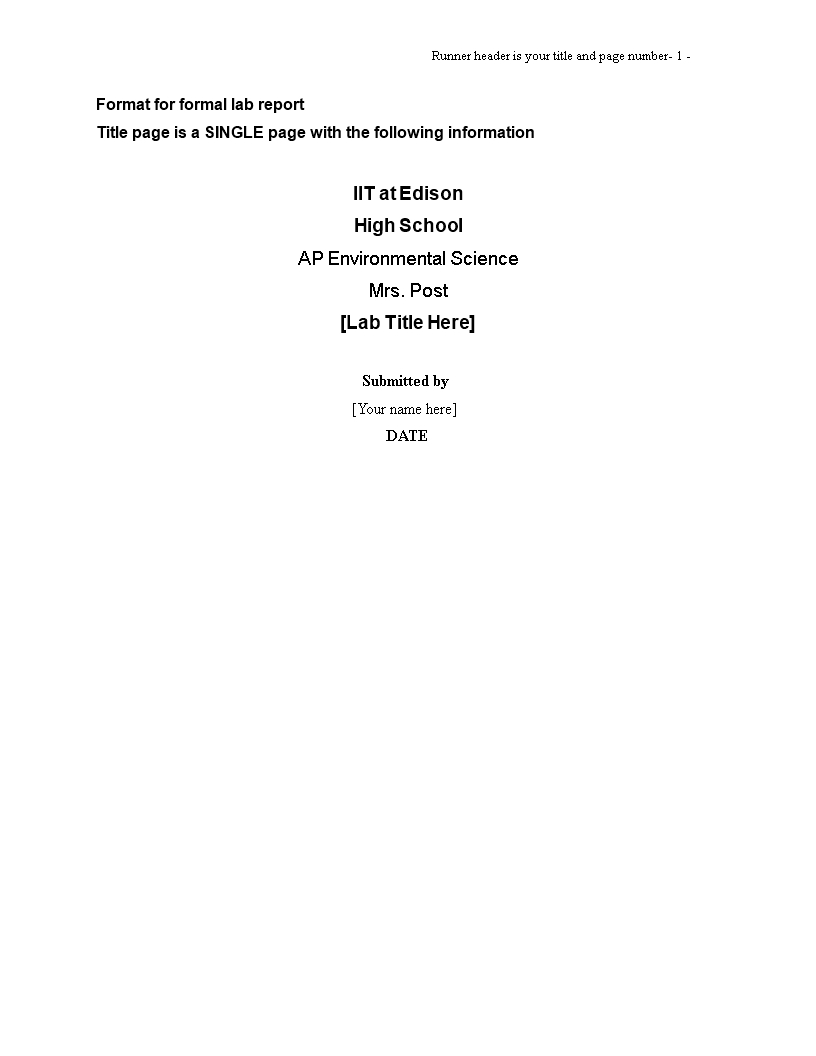 Formal Lab Report | Templates At Allbusinesstemplates With Formal Lab Report Template