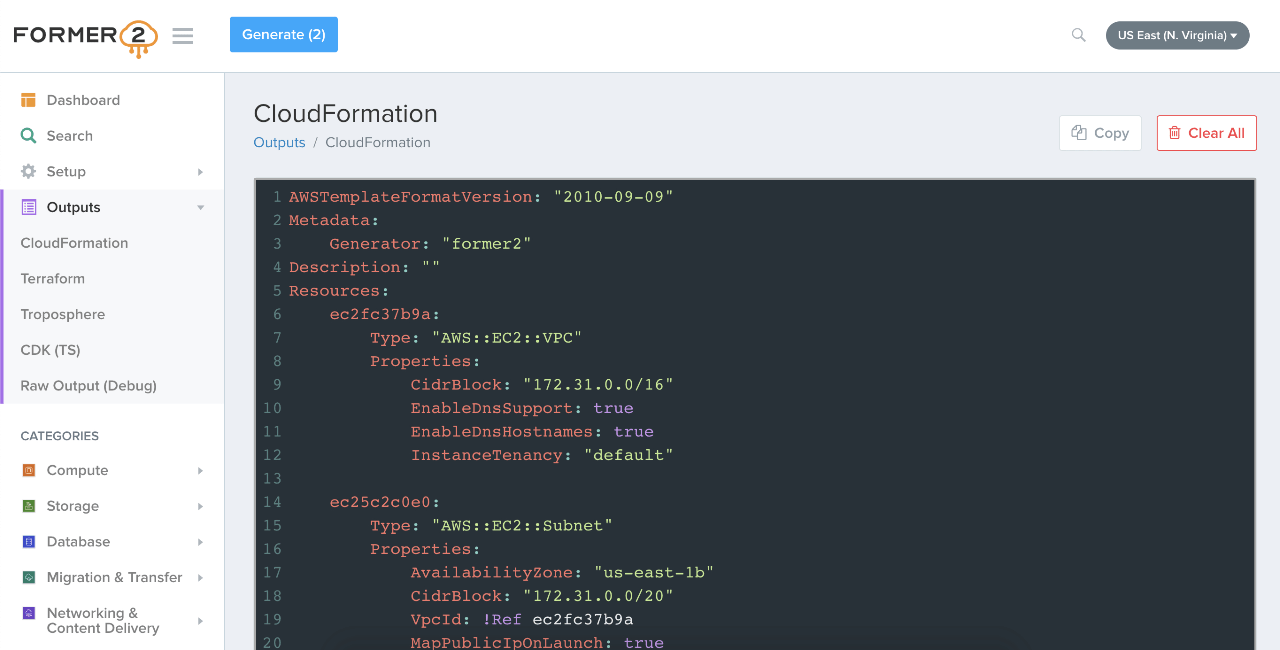 Former2 In Cloudformation Template Generator