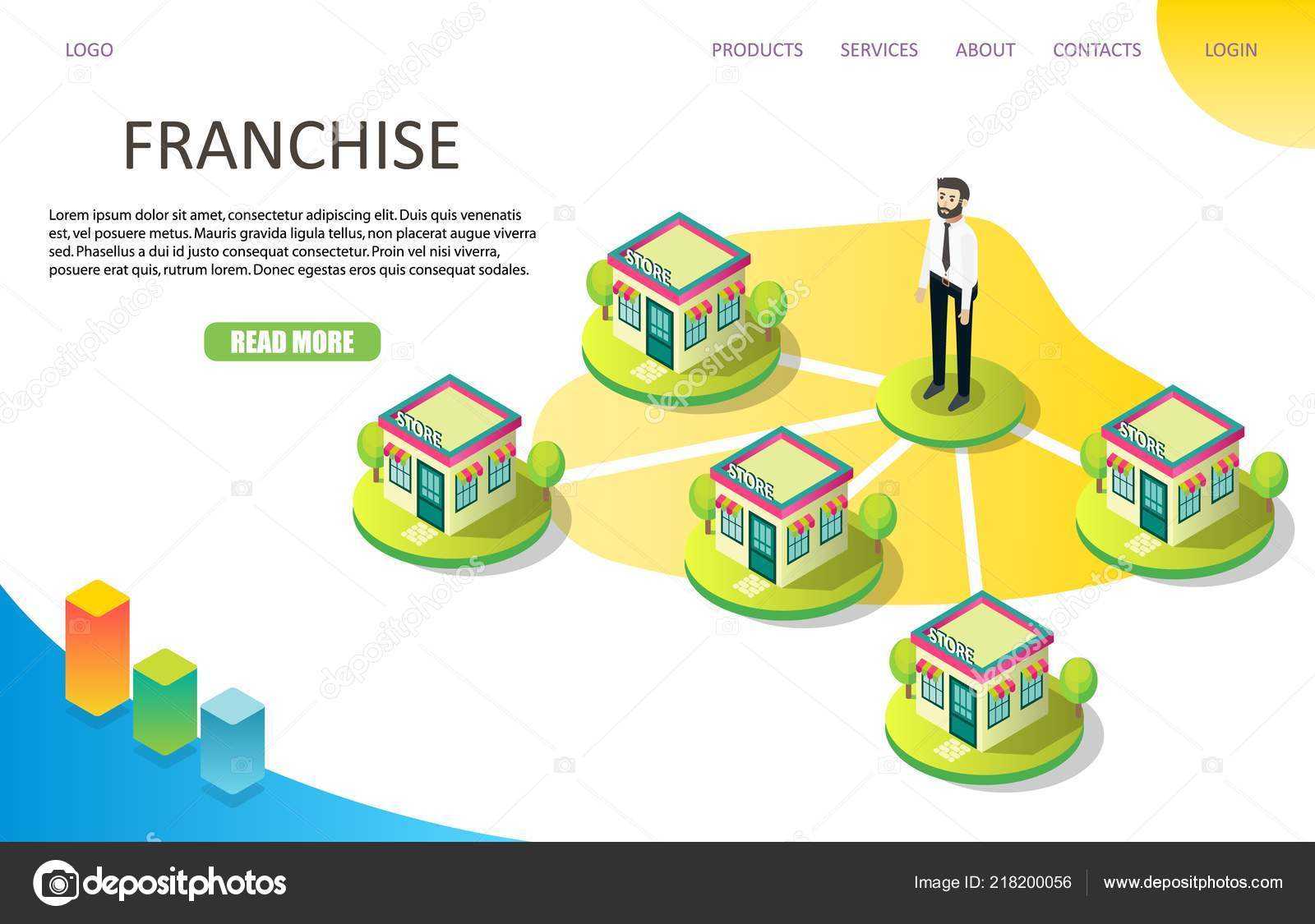 Franchise Business Landing Page Website Vector Template Inside Franchise Business Model Template