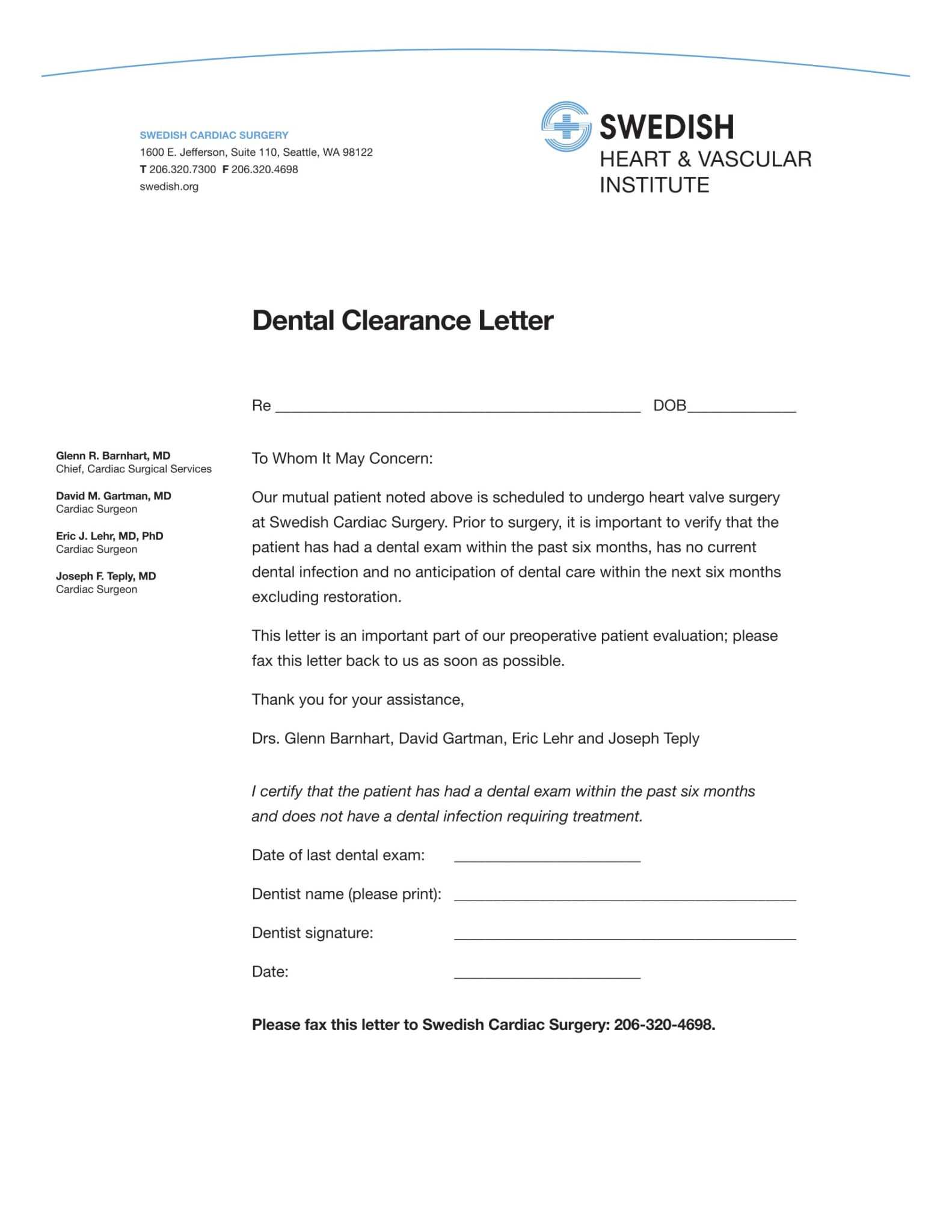 Free 14+ Dental Medical Clearance Forms In Pdf Ms Word throughout