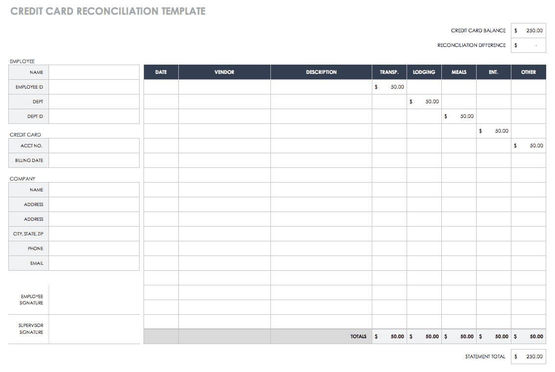 Free Account Reconciliation Templates | Smartsheet Throughout Credit Card Statement Template Excel