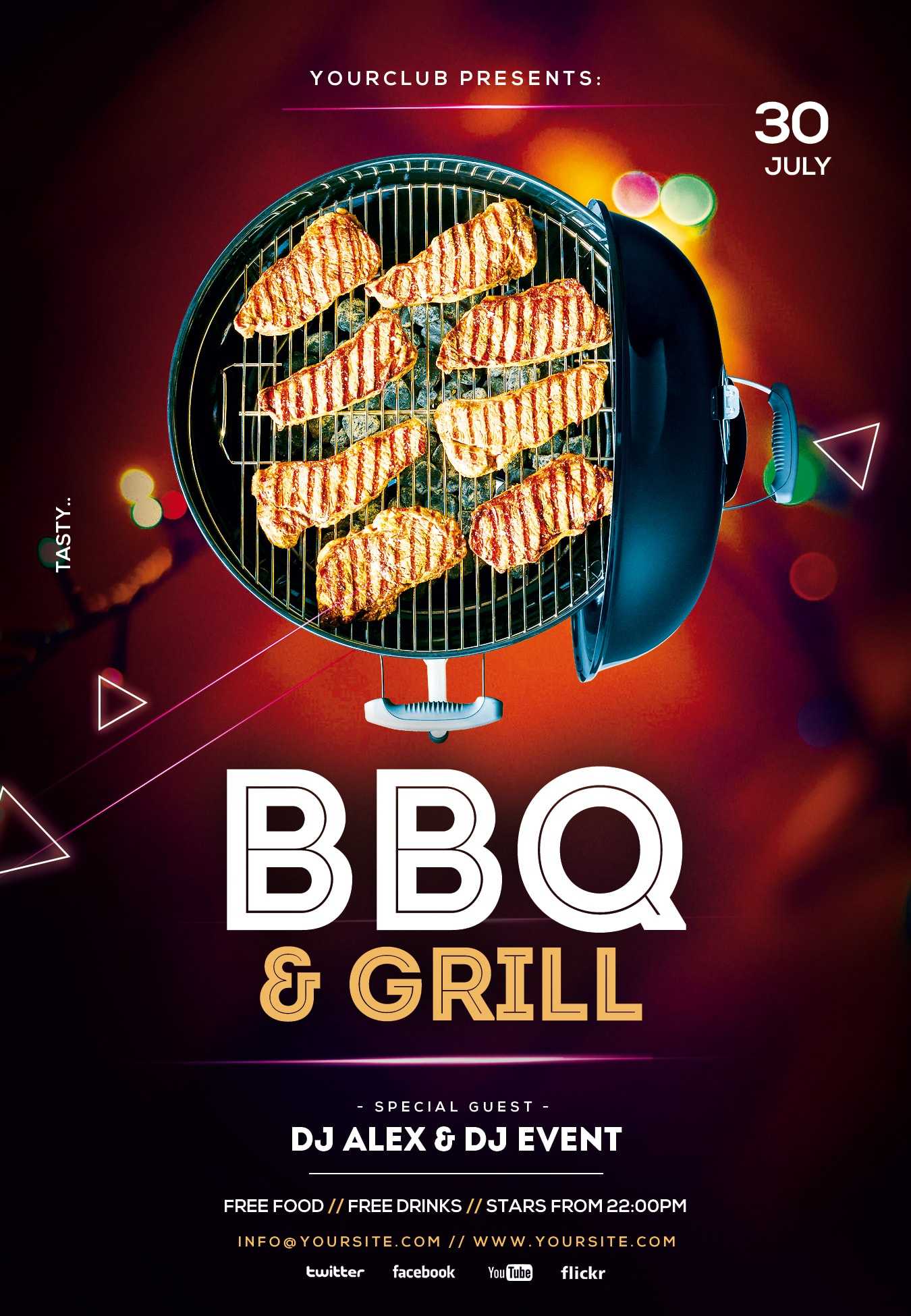 Free Bbq And Grill Psd Flyer Template – Psdflyer.co Within Free Bbq Flyer Template