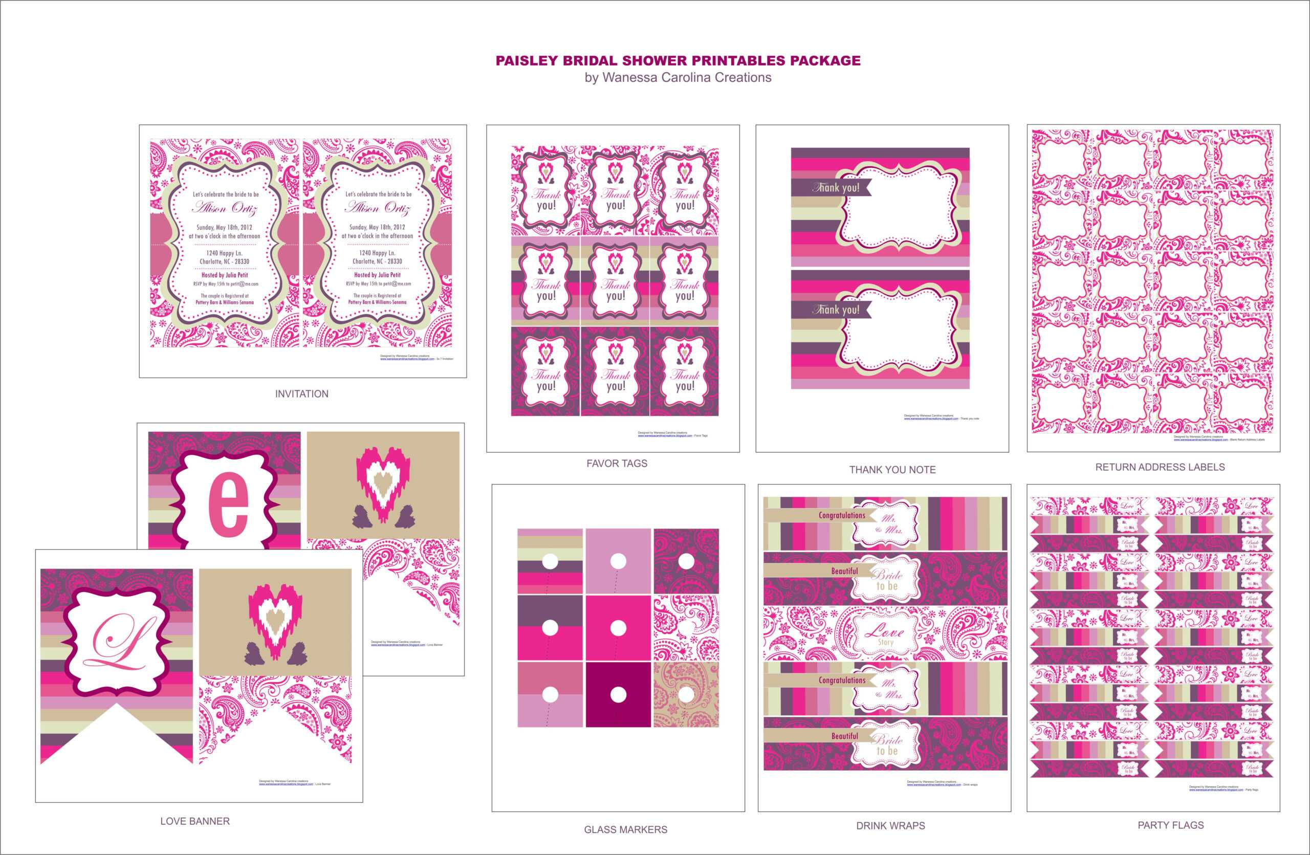 Free Bridal Shower Printables From Wanessa Carolina Intended For Free Bridal Shower Banner Template