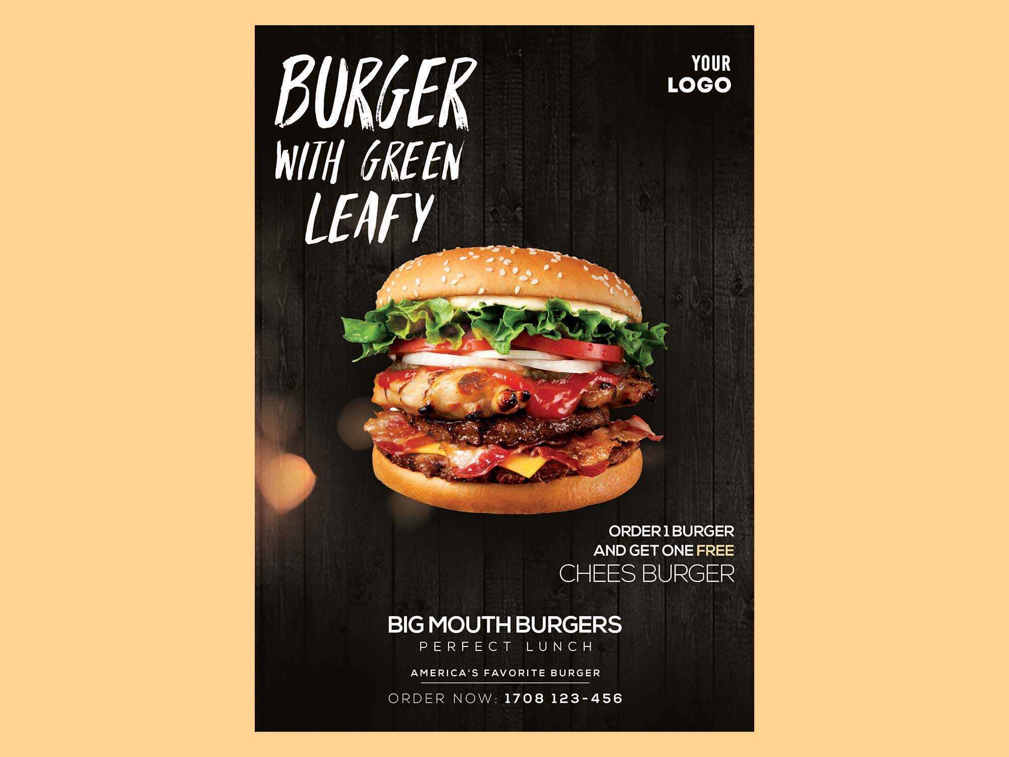 Free Burger Ad Flyer Template (Psd) With Free Ad Flyer Templates