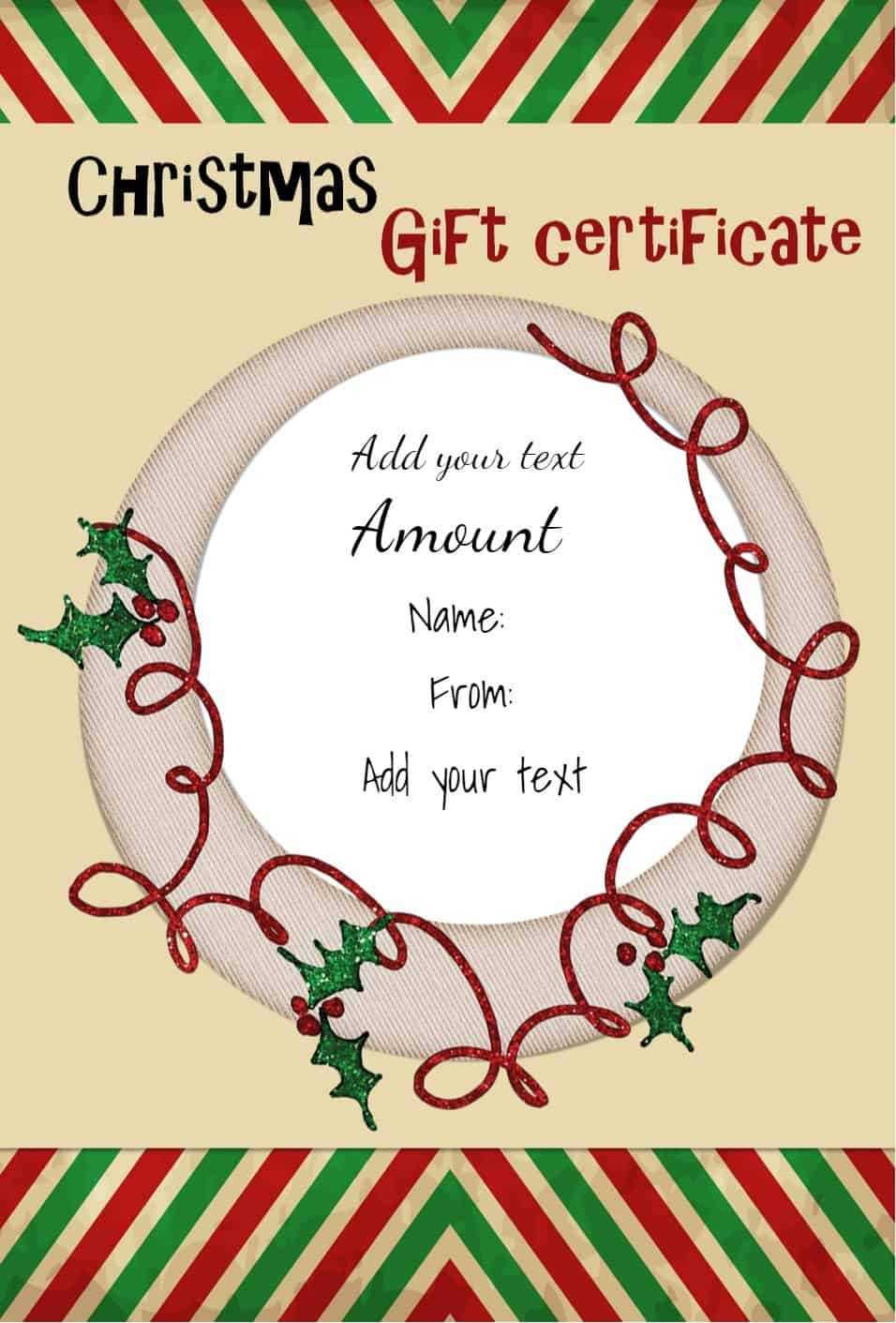 Free Christmas Gift Certificate Template | Customize Online Throughout Free Christmas Gift Certificate Templates