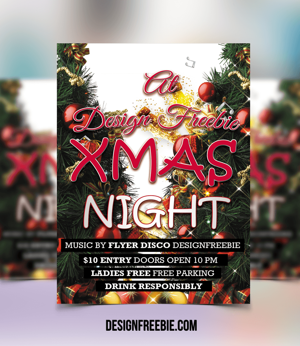 Free Christmas Night Party Flyer Template Pertaining To Christmas Brochure Templates Free