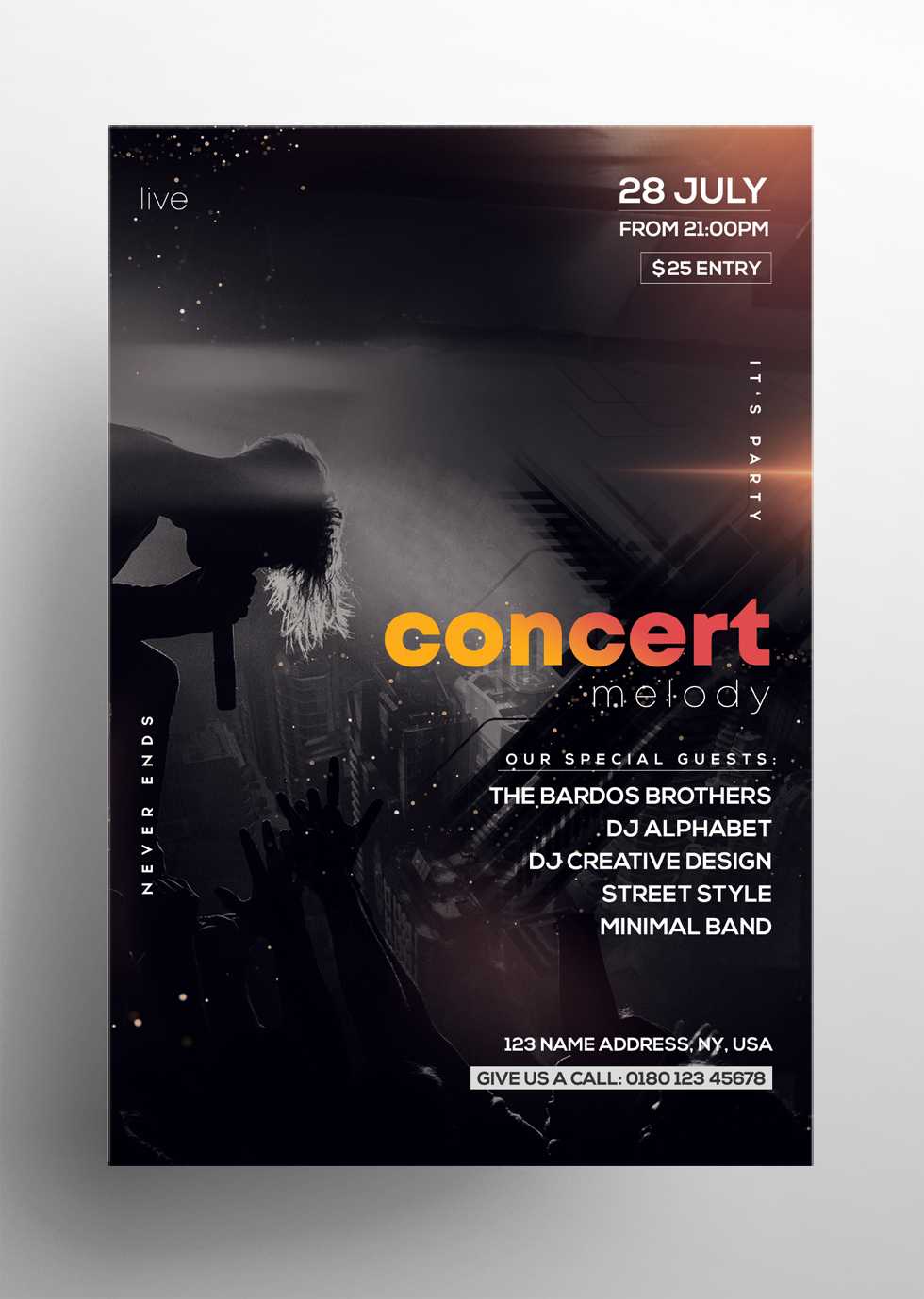 Free Concert Melody Psd Flyer Template – Free Psd Flyer Inside Concert Flyer Template Free