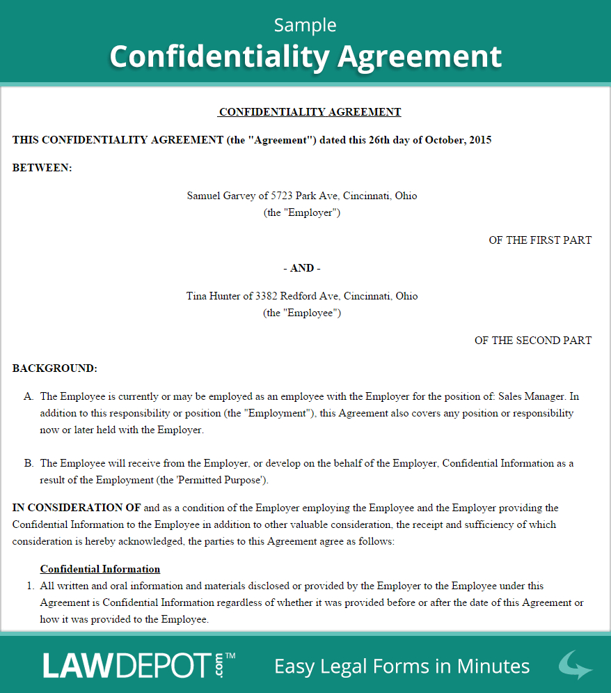 Free Confidentiality Agreement – Create, Download, And Print Inside Free Confidentiality Agreement Template Download