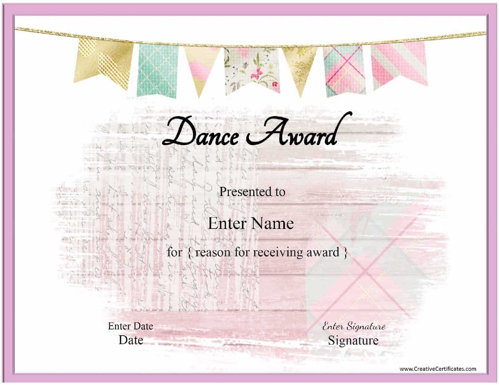 Free Dance Certificate Template - Customizable And Printable With Dance Certificate Template