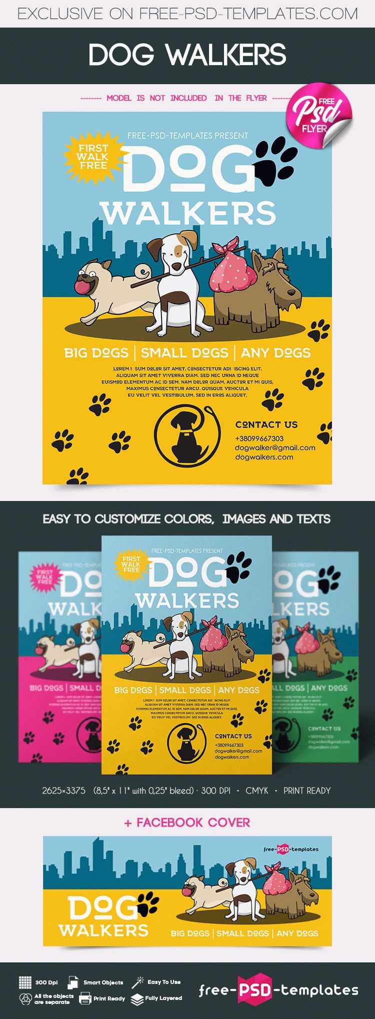 Free Dog Walkers Flyer In Psd | Free Psd Templates Regarding Dog Walking Flyer Template Free