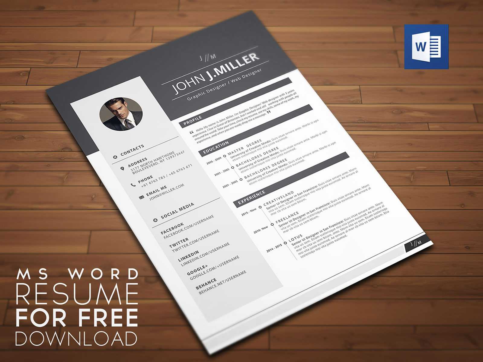 Free Download Resume (Cv) Template For Ms Word Format – Good Regarding Free Microsoft Office Flyer Templates