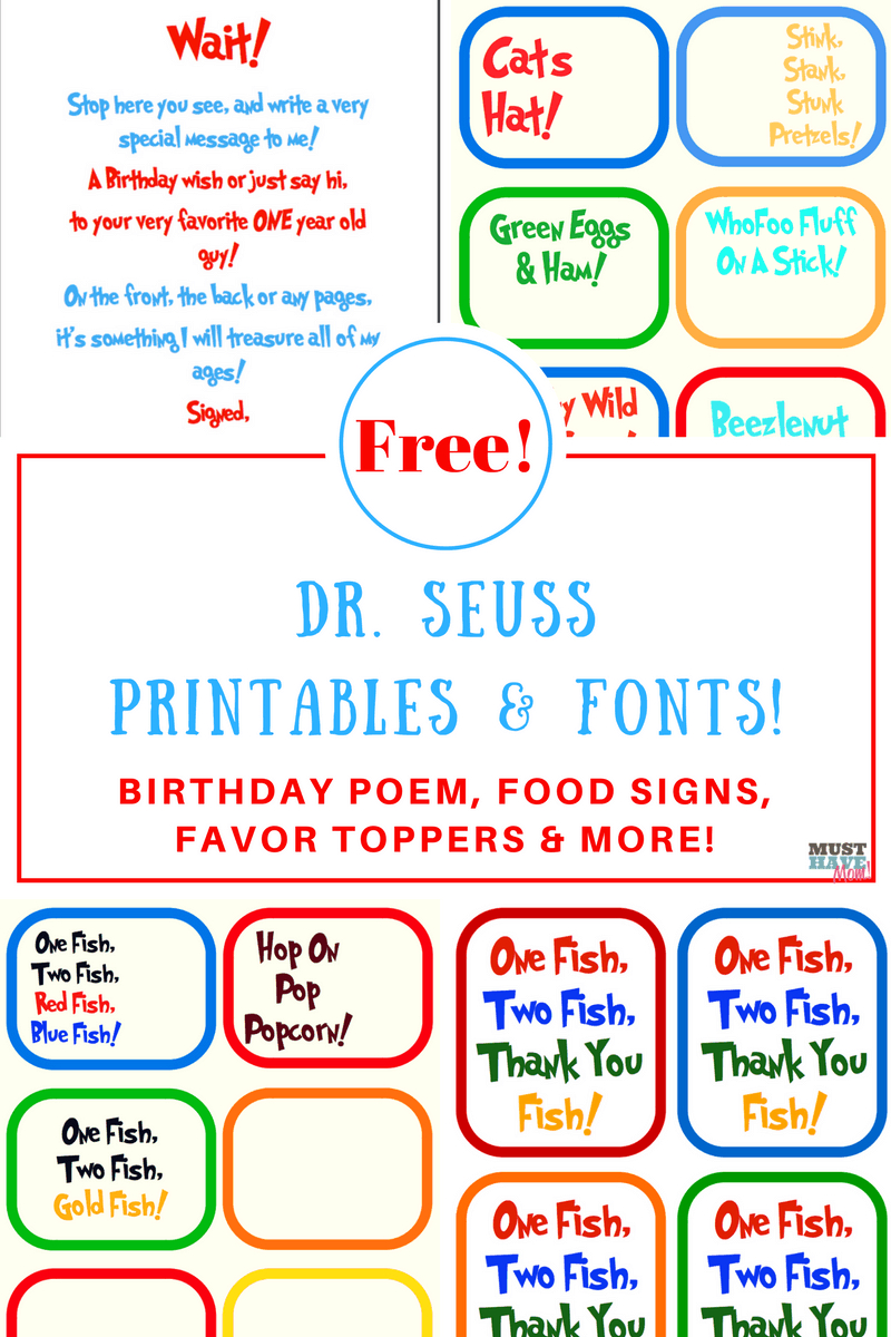 Free Dr. Seuss Printables & Fonts! Pertaining To Dr Seuss Birthday Card Template