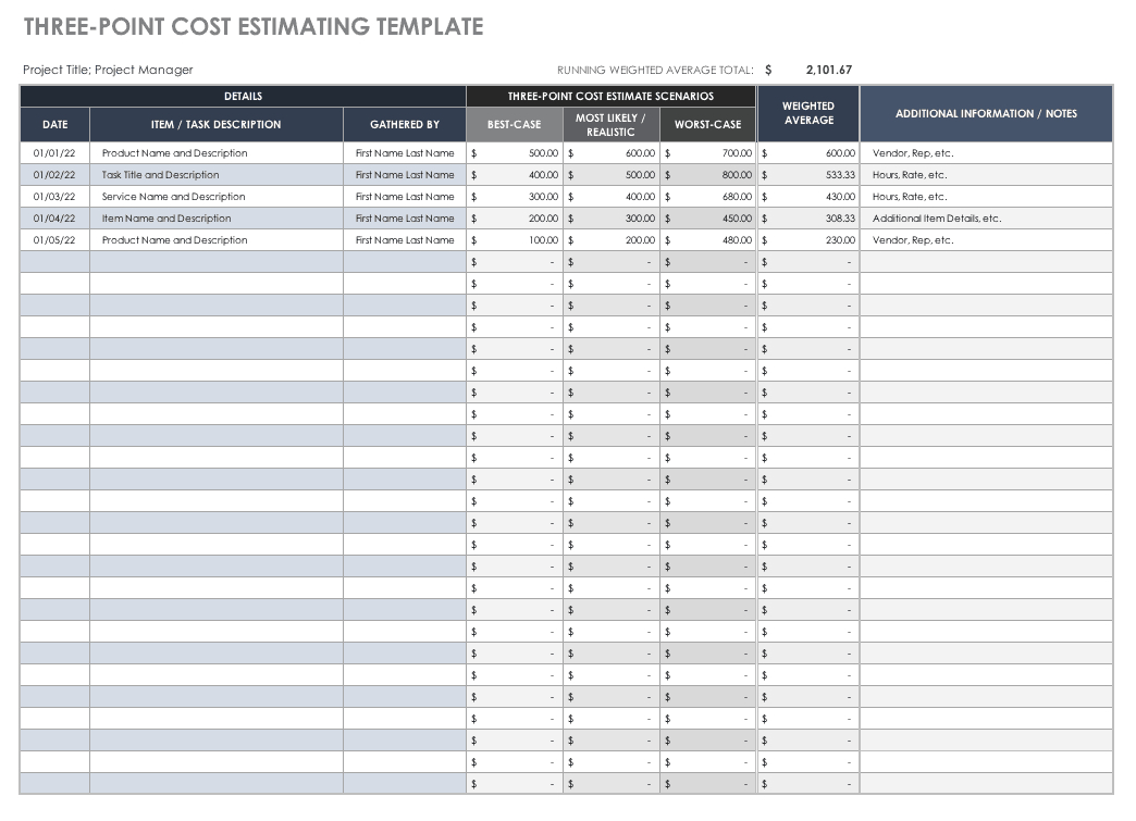 Free Estimate Templates | Smartsheet Inside Construction Estimating Spreadsheet Template