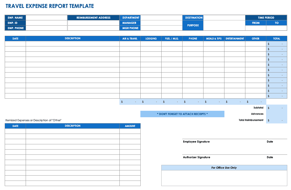 Free Expense Report Templates Smartsheet Pertaining To Expense Report Spreadsheet Template