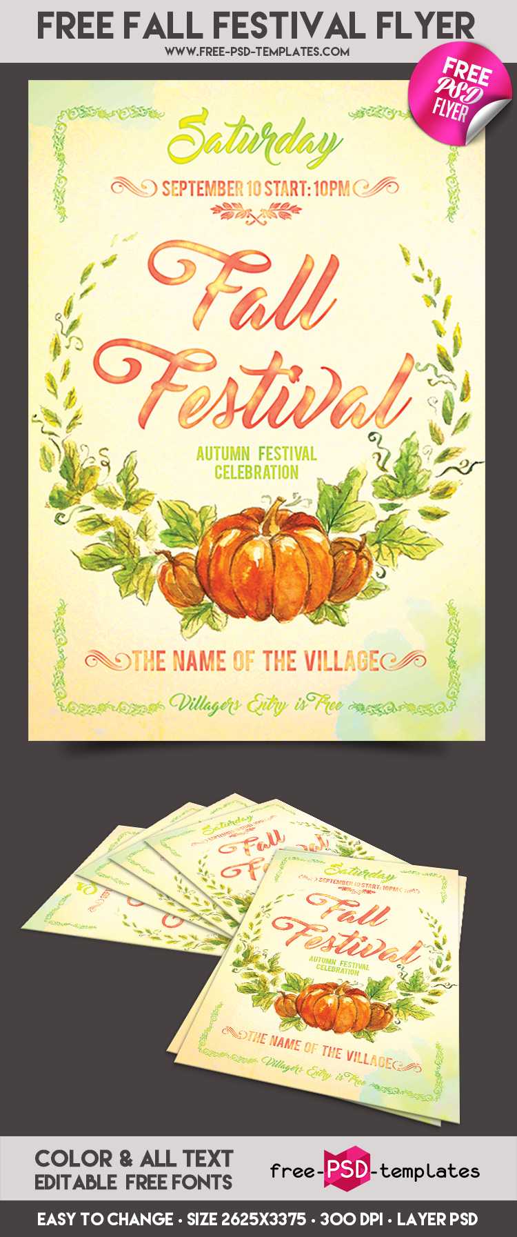 Free Fall Festival Flyer In Psd | Free Psd Templates In Fall Festival Flyer Templates Free