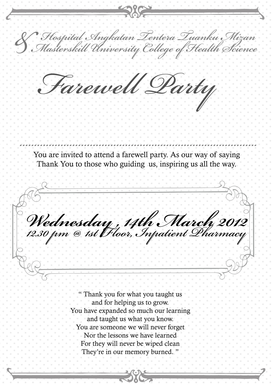 Free Farewell Invitation Templates Invitation Card Content Intended For Farewell Invitation Card Template
