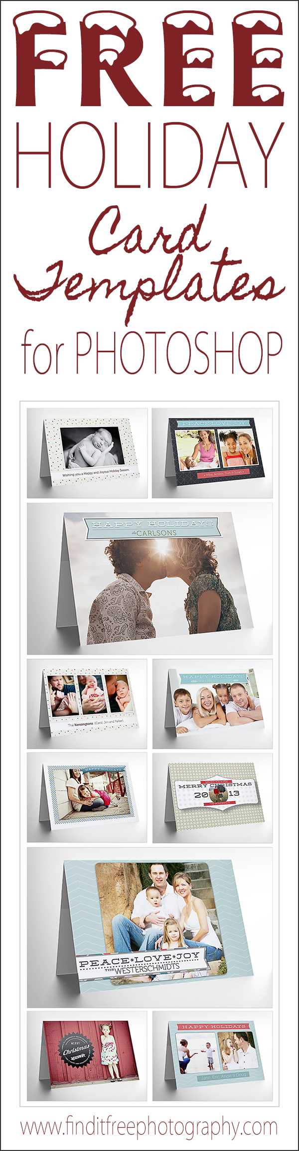 Free Holiday Photo Card Templates For Photographers Within Free Photoshop Christmas Card Templates For Photographers
