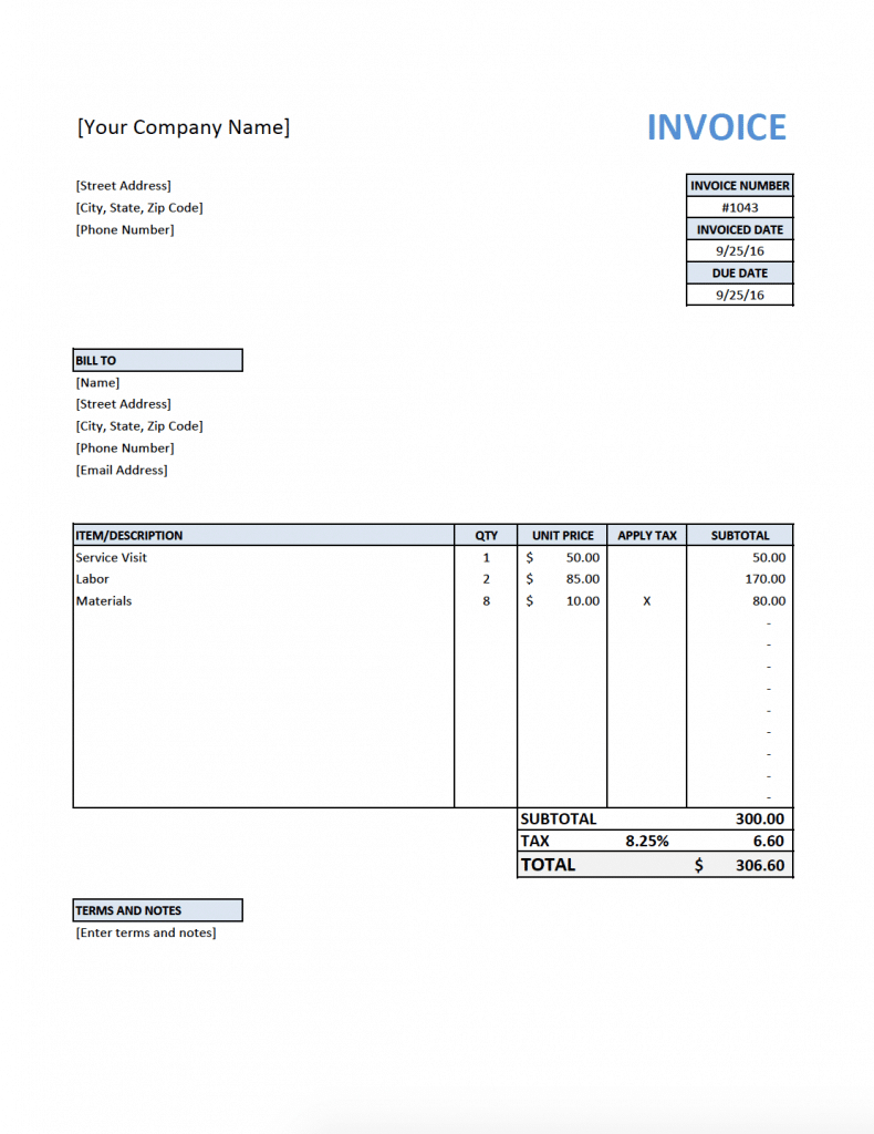 Free Invoice Template For Contractors Regarding Contractor Invoices Templates
