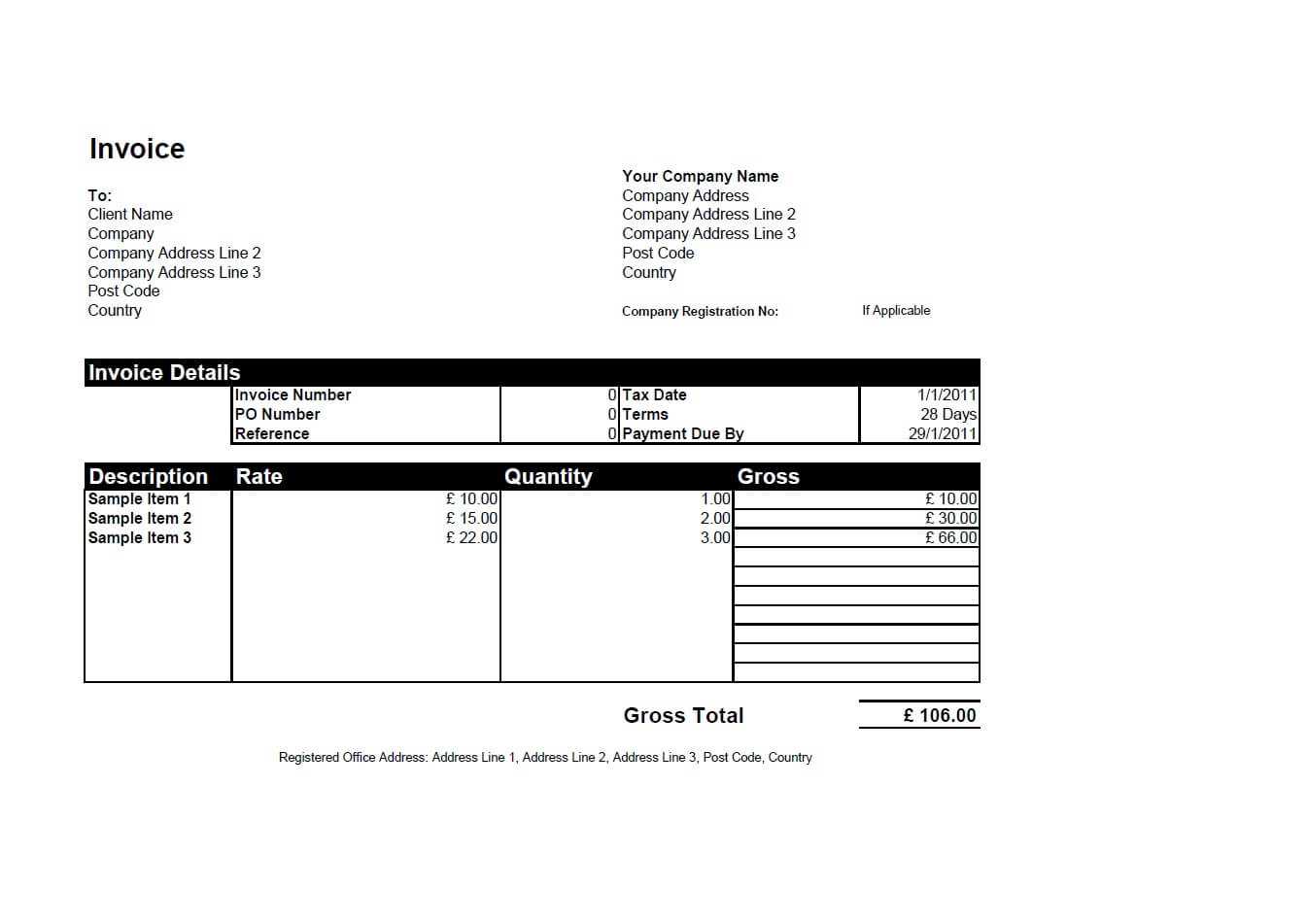 Free Invoice Templates For Word, Excel, Open Office Pertaining To Free Business Invoice Template Downloads