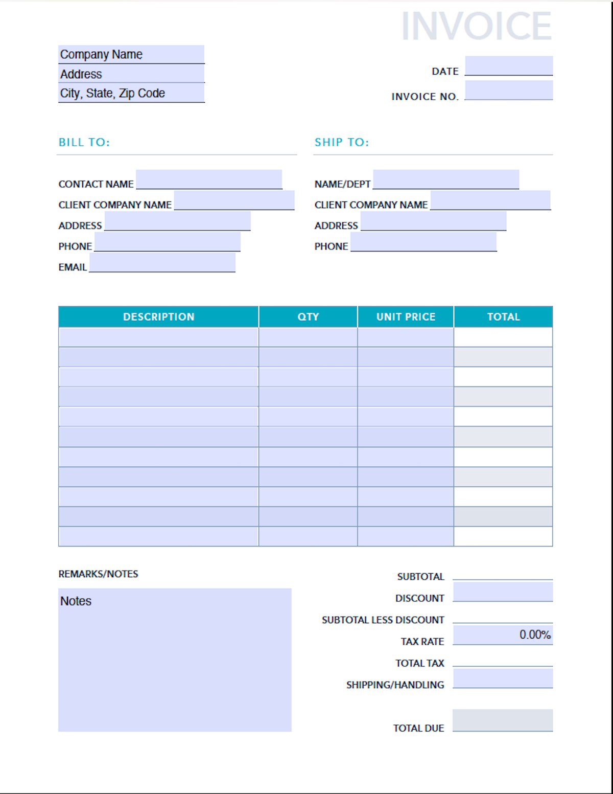 Free Invoices & Receipts Pdf & Excel Template | Hubspot Intended For Free Business Invoice Template Downloads