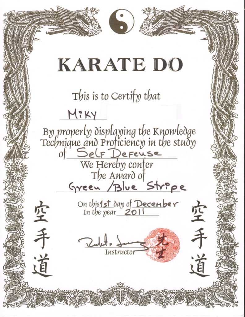 Free Karate Certificate Template | Certificatetemplatefree Inside Free Art Certificate Templates