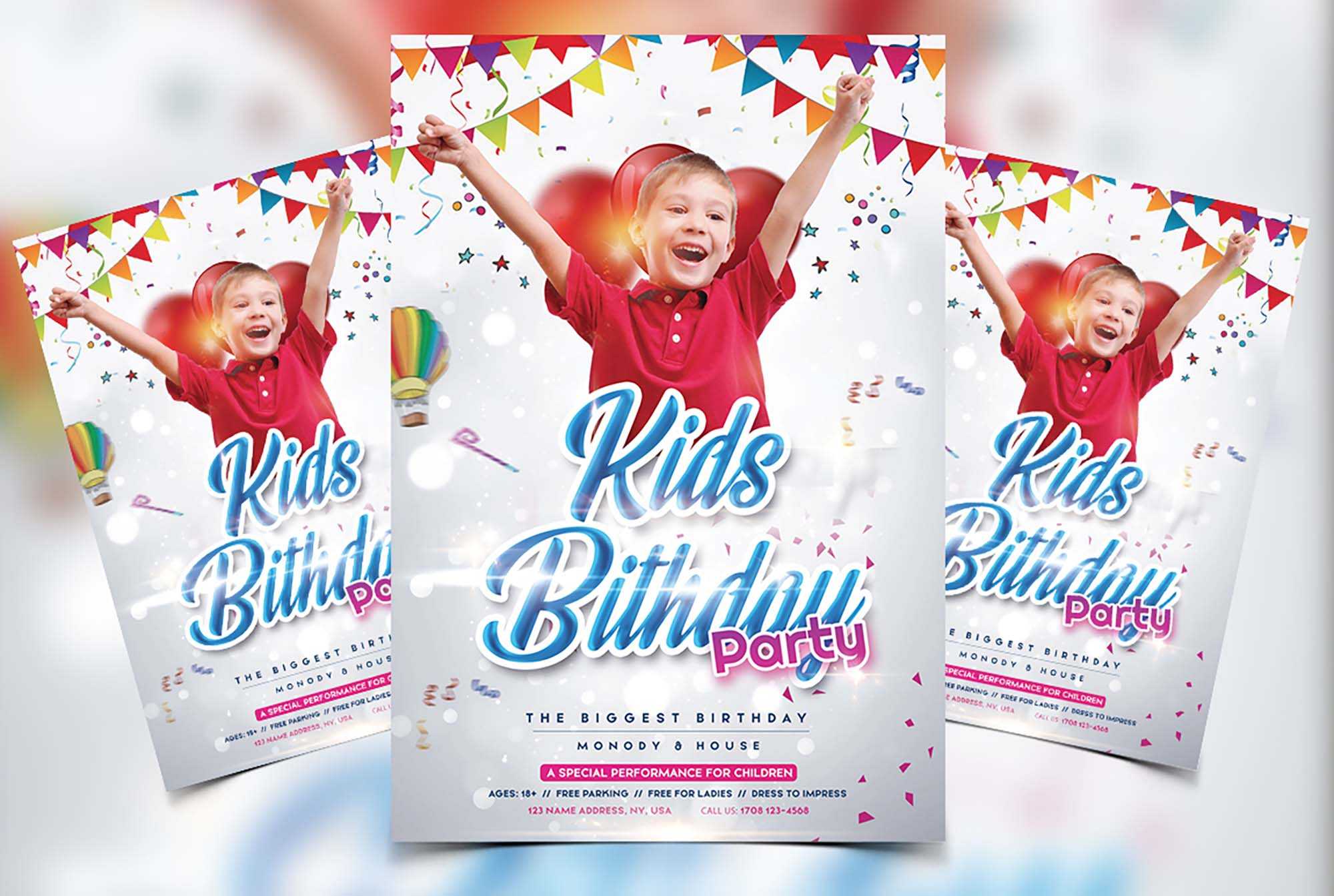Free Kids Birthday Flyer Template (Psd) For Free Birthday Flyer Templates