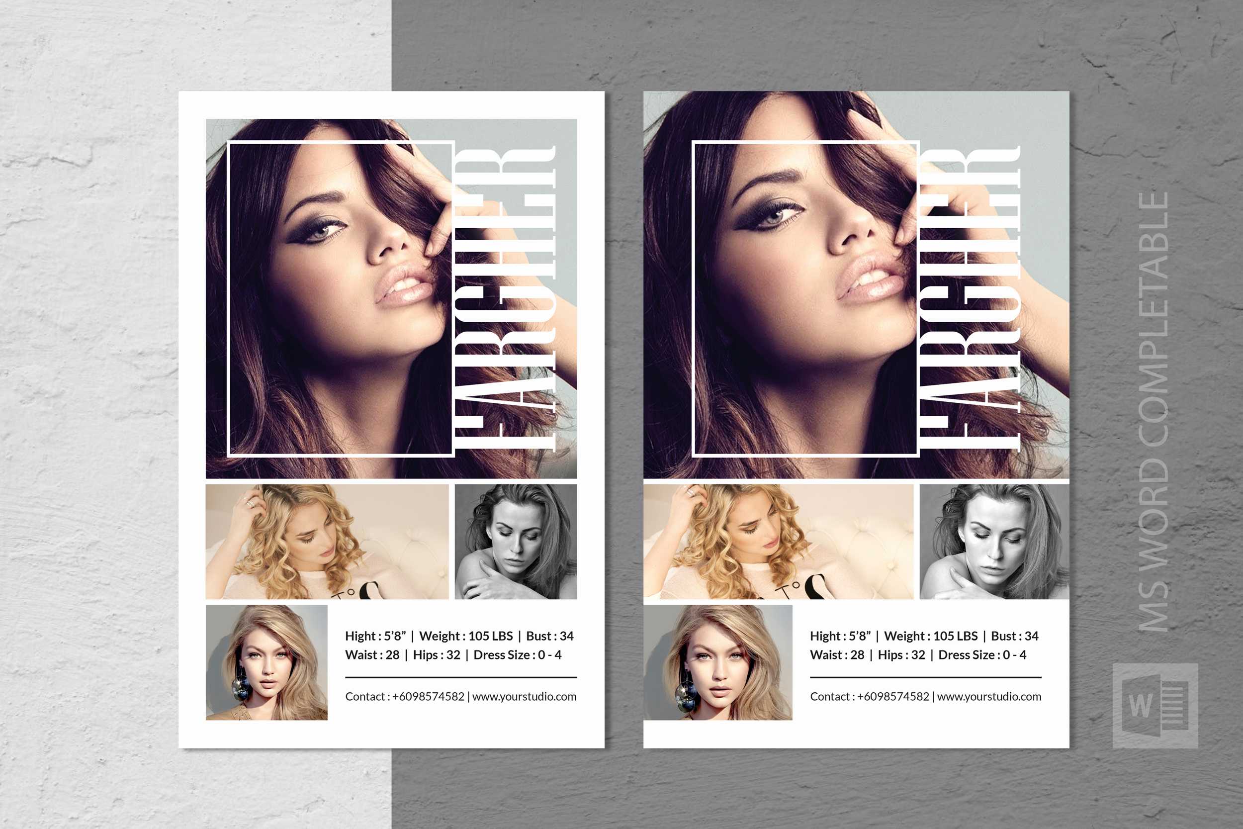 Free Model Comp Card Templates – C Punkt Within Free Zed Card Template