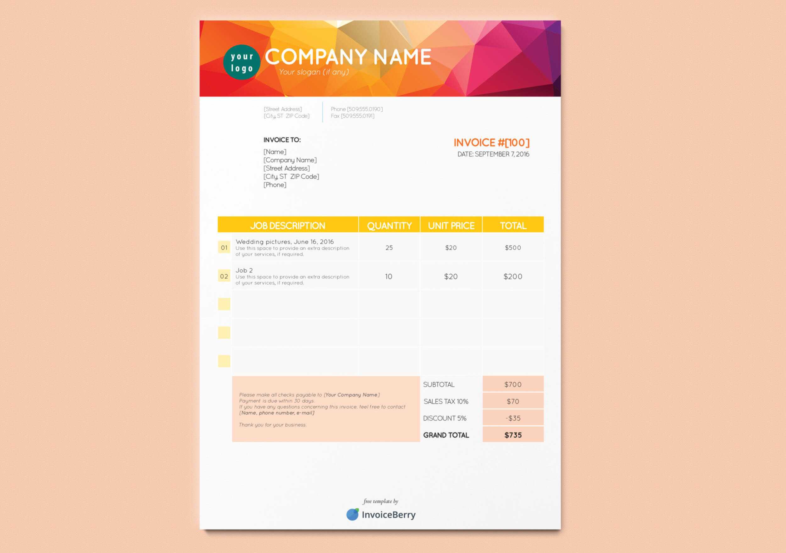 Free New Indesign Invoice Templates | Invoiceberry Blog In Cool Invoice Template Free