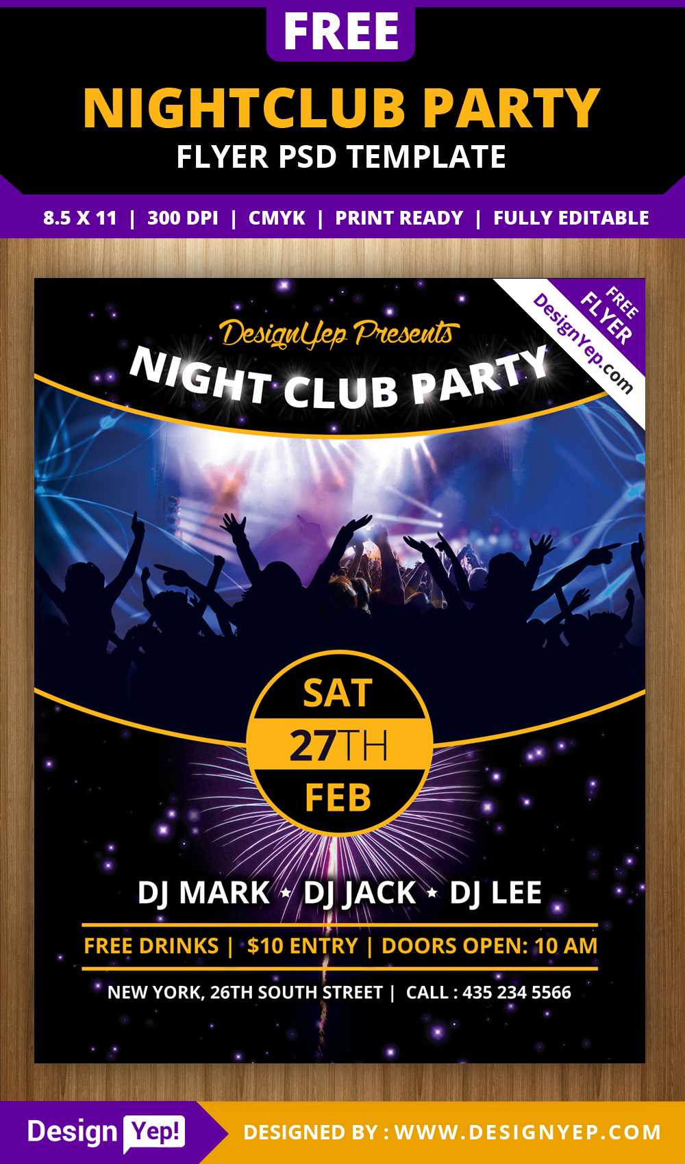 Free Nightclub Party Flyer Psd Template – Designyep In Free Nightclub Flyer Templates